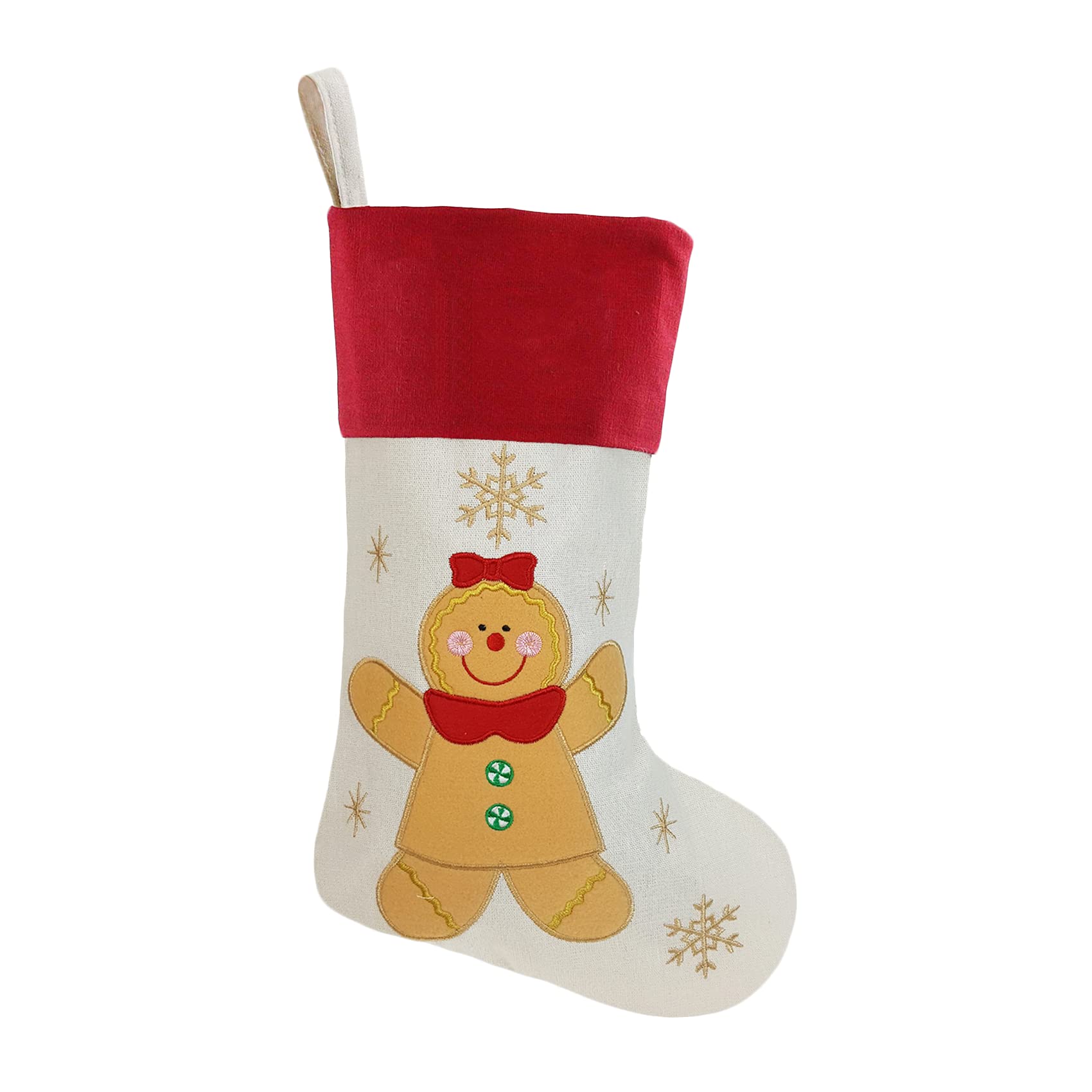Personalized Christmas Stockings with Embroidered Names - Custom Holiday Gift Bags & Stocking Holders (Gingerbread Girl Design) - Perfect for Fireplace Decor, Christmas Tree Hanging & Festive Gift Giving