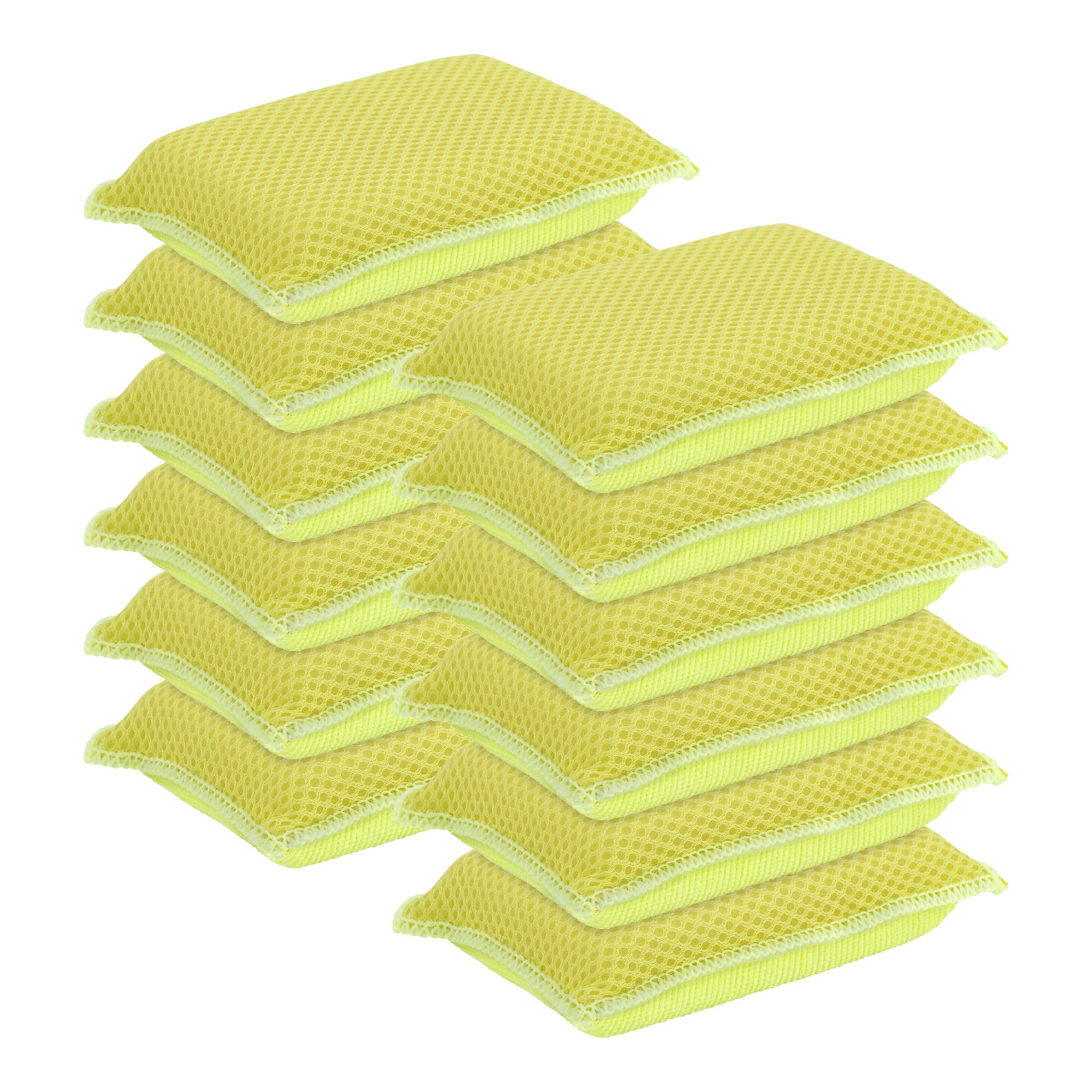 12-Pack Heavy Duty Microfiber Kitchen Sponges - Non-Scratch Dish Scrubber for Pots, Pans & Delicate Cookware | Multi-Purpose Cleaning Sponges for Household, Dishes & Kitchen Surfaces