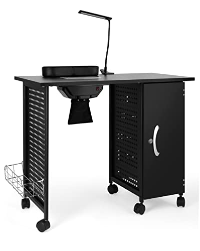 Manicure Table with Vent & LED Lamp - Salon Nail Desk for Professionals