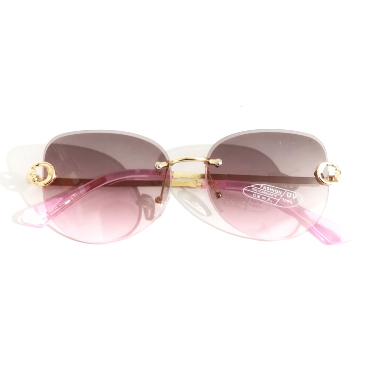 Stylish Purple Pink Rimless Sunglasses for Women - Trendy UV Protection Shades for Beach, Driving & Outdoor Activities