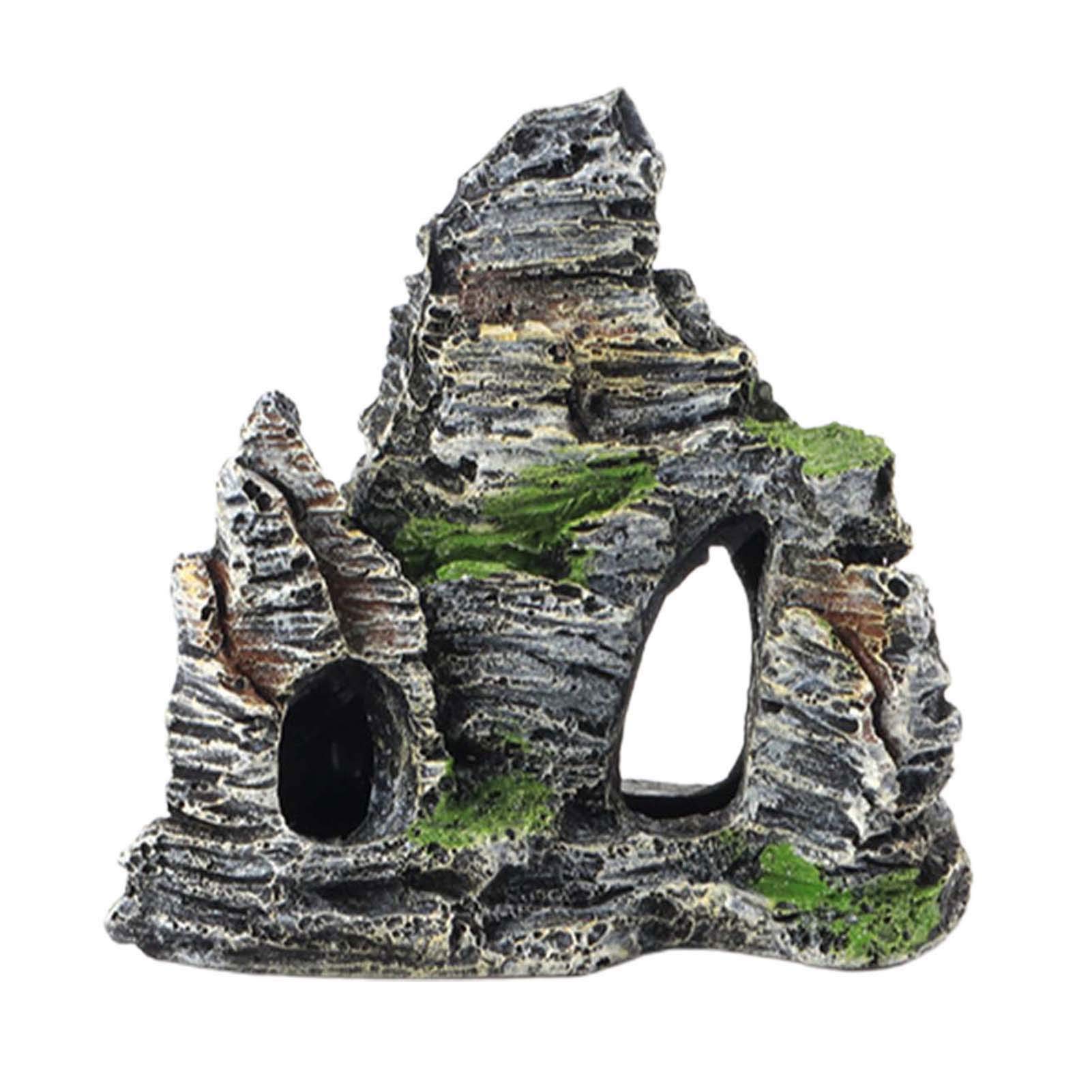 Barmi Aquarium Fish Tank Decorations - High Simulation Rockery Ornament, Resin Mountain View Hideout for Fish | Home & Office Aquarium Accessories | Perfect for Betta Fish, Goldfish & Tropical Fish Tanks