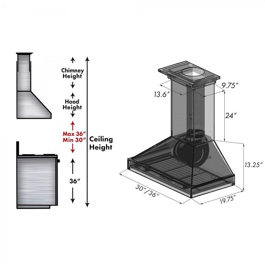 ZLINE Rustic Dark Wooden Wall Mount Range Hood - KPDD Model - Perfect for Farmhouse & Modern Kitchen Ventilation