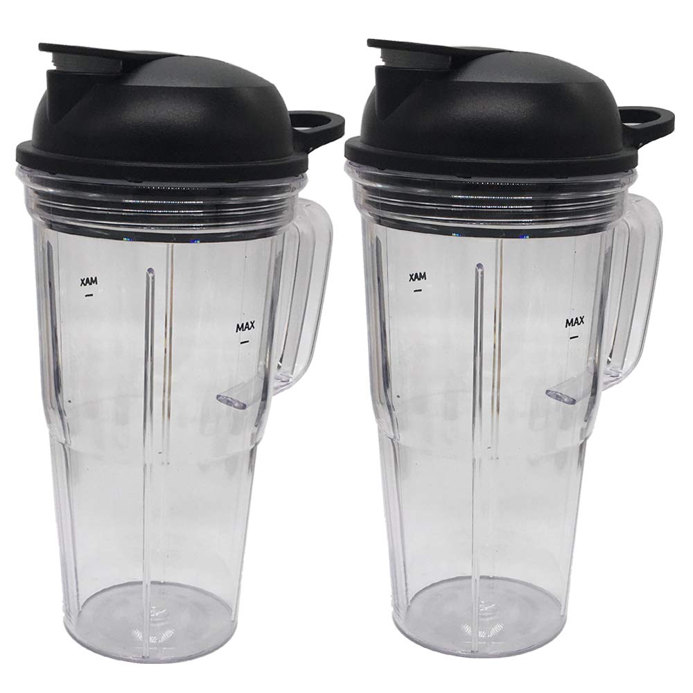 2-Pack 24oz Personal Blender Cups with Lids - Compatible with NutriBullet Blender Combo ZNBF30400Z & Select 2.0 1000W Blender - Perfect for Smoothies, Juicing & On-the-Go Drinks