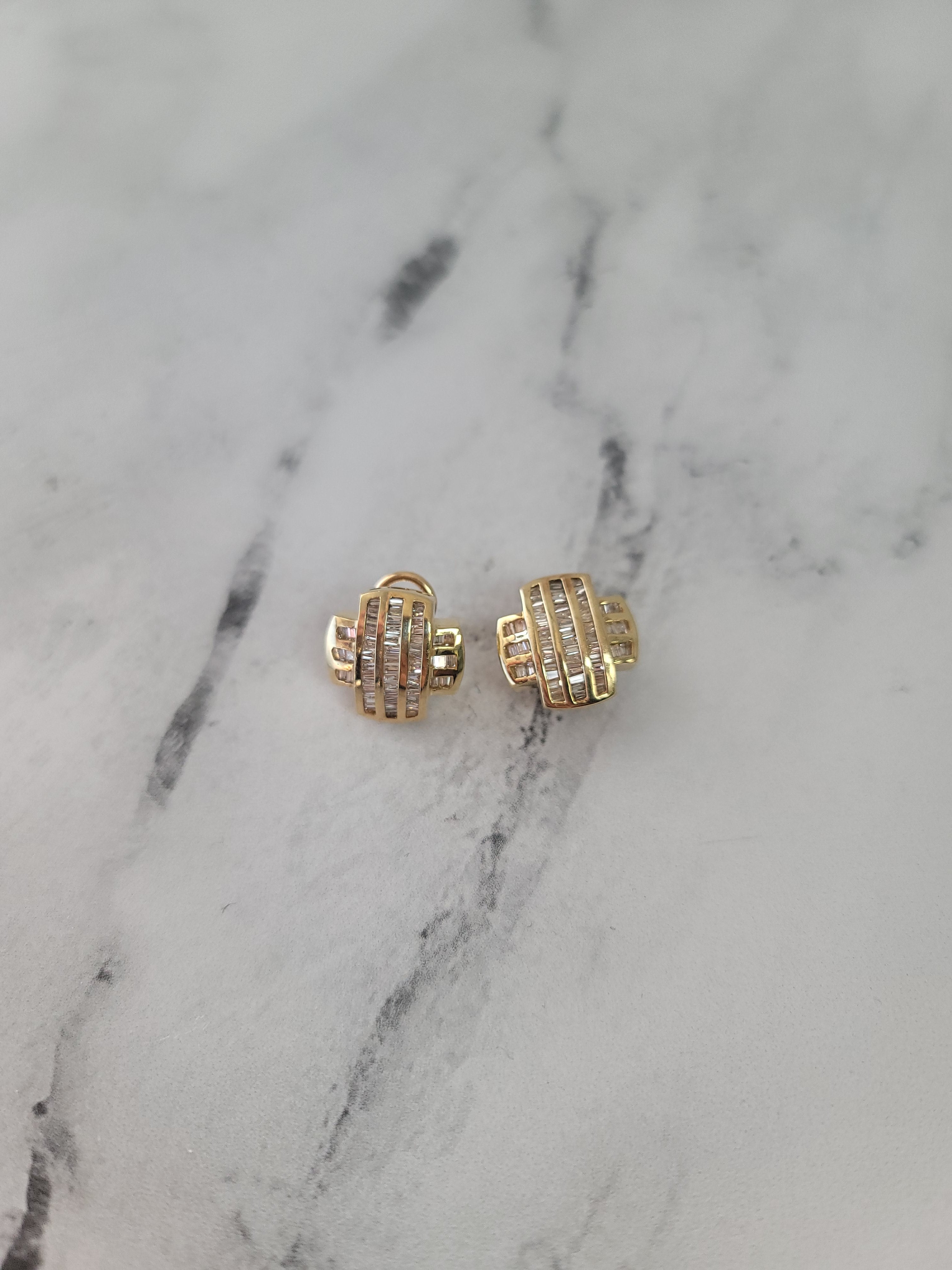 1.50cttw Plus Shaped Cross Diamond Baguette Earrings in 14k Yellow Gold - Perfect for Weddings, Anniversaries & Special Occasions