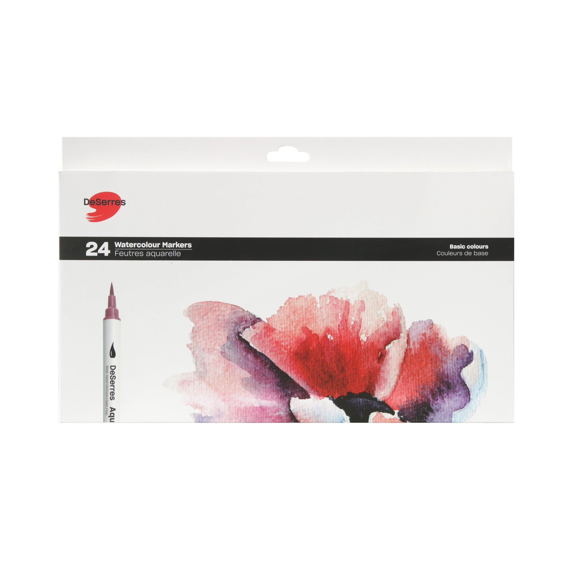 24 Pack Watercolor Maestro Markers Set - 24 Vibrant Basic Colors for Artists, Students & Professionals | Perfect for Sketching, Coloring Books, Calligraphy & DIY Crafts