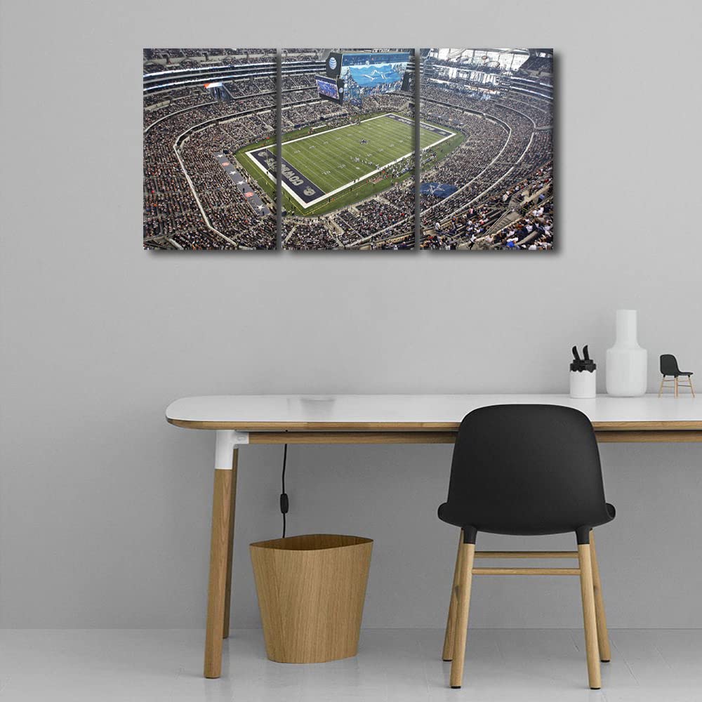 3-Piece American Football Wall Art Canvas Prints - Dallas Cowboys AT&T Stadium Sports Paintings, Framed & Stretched Ready to Hang (72