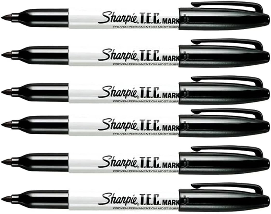 SHARPIE Tec Trace Element Certified Marker - Black Fine Point (6-Pack) - Ideal for Labelling, Art Projects & Industrial Use - 13401