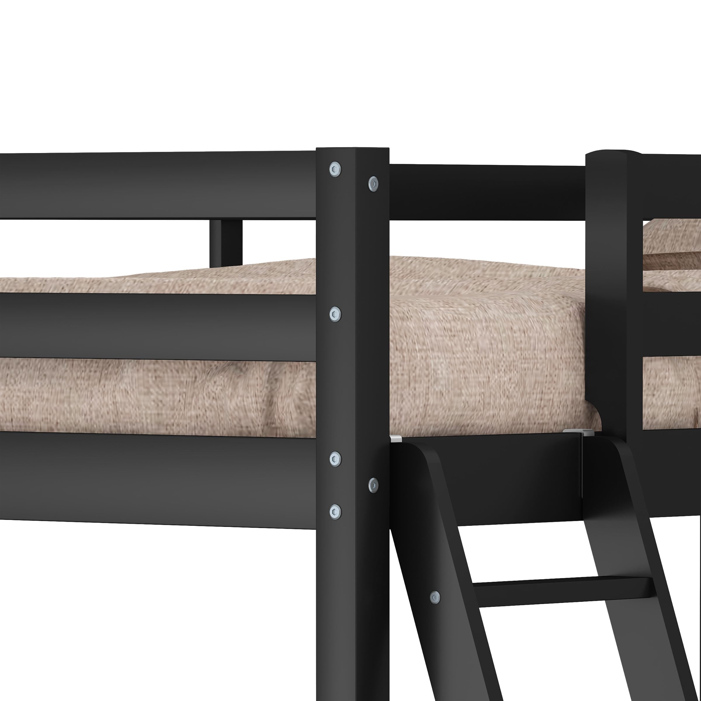Hillsdale Caspian Youth Solid Wood Twin Loft Bed for Kids Room - Sturdy Black Wooden Bunk Bed with Ladder | Perfect for Small Spaces, Dorm Rooms & Kids Bedrooms