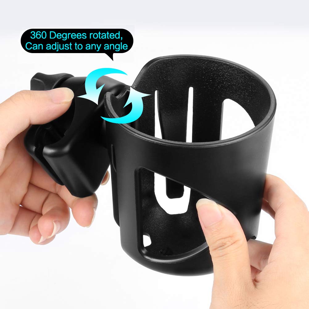 Accmor Universal 360° Rotatable Cup Holder - Wheelchair & Walker Accessory, Rollator & Mobility Scooter Drink Bottle Holder - Perfect for Outdoor Activities, Shopping & Daily Mobility Needs