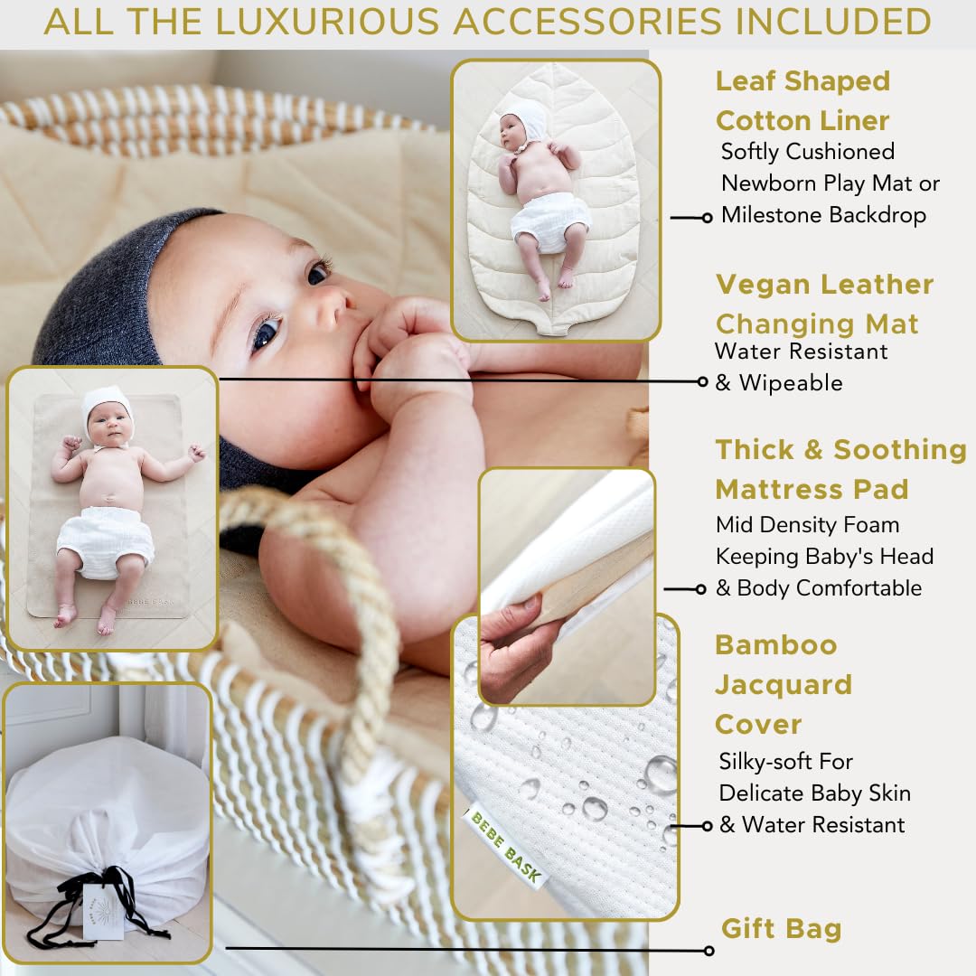 Premium Organic Baby Nursery Bundle - Handmade Matching Baby Changing Basket & Diaper Caddy Organizer Set for Newborn Essentials | Perfect for Baby Showers, Nursery Decor & Diaper Storage Organization
