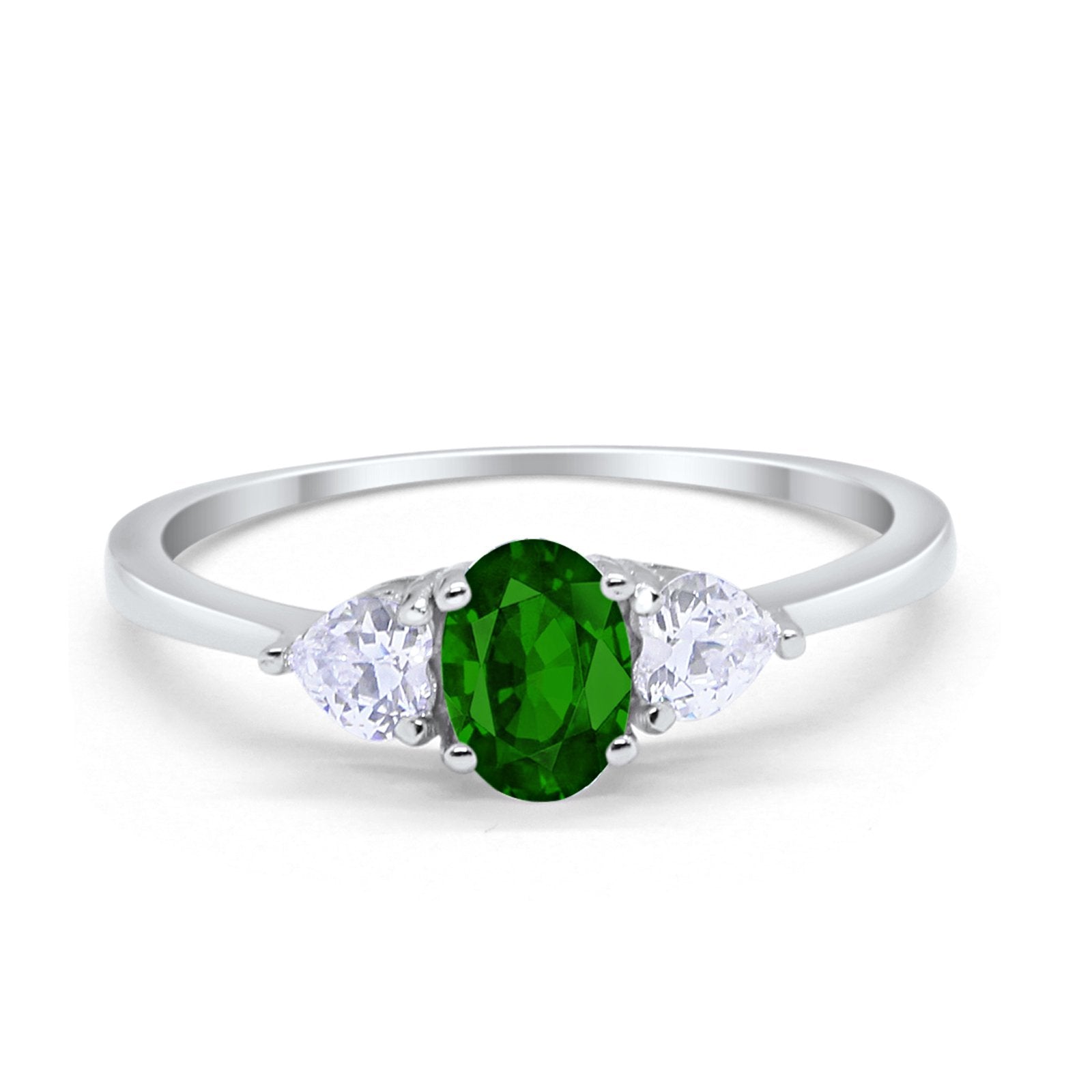 3 Stone Oval Promise Ring - 925 Sterling Silver with Simulated Cubic Zirconia - Elegant Fashion Jewelry for Women - Perfect for Anniversaries, Engagements & Special Occasions
