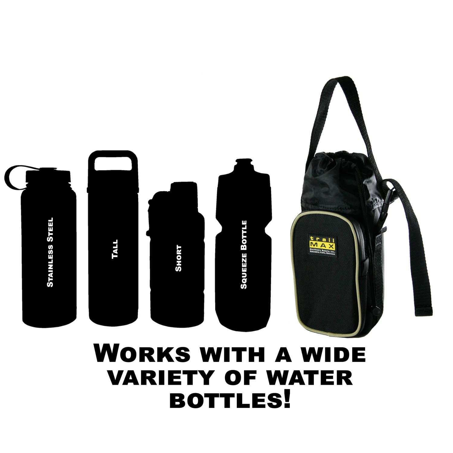 TrailMax 500 Series Insulated Horse Saddle Water Bottle Bag - 1L Stainless Steel Drink Holder for Western & Endurance Riding - Padded Carrier with Black & Sand Design - Perfect for Trail Rides, Horse Shows & Long-Distance Equestrian Adventures