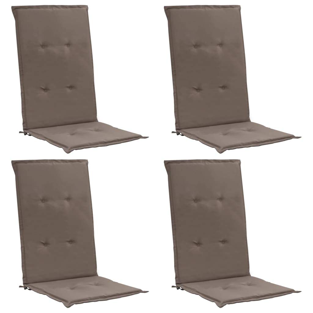 vidaXL 4-Piece Garden Chair Cushions Set - Soft Indoor/Outdoor Seat Cushions for Chaise Loungers, Patio Furniture, Office Chairs - Water-Resistant & Comfortable for Adults & Kids - Taupe 47.2