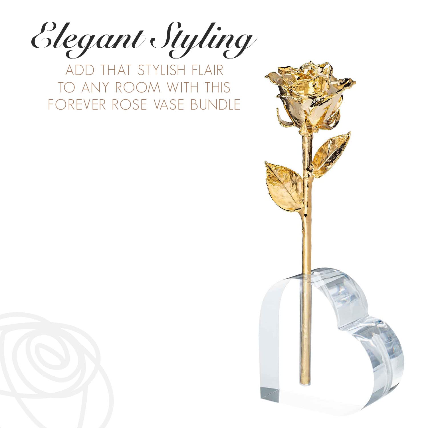24K Gold Dipped Forever Rose in Heart Shaped Acrylic Vase - Eternal Romantic Gift for Women & Men | Anniversary, Valentine's Day, Wedding Gift Idea | Luxury Home Decor & Table Centerpiece