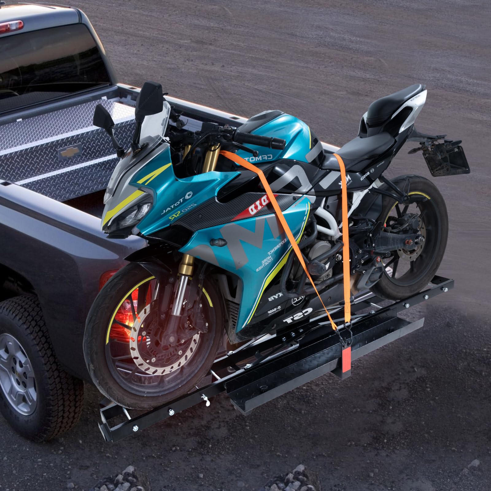 VEVOR 600 LBS Motorcycle Carrier Hitch Mount - Heavy Duty Steel Dirt Bike Trailer Hauler with 47