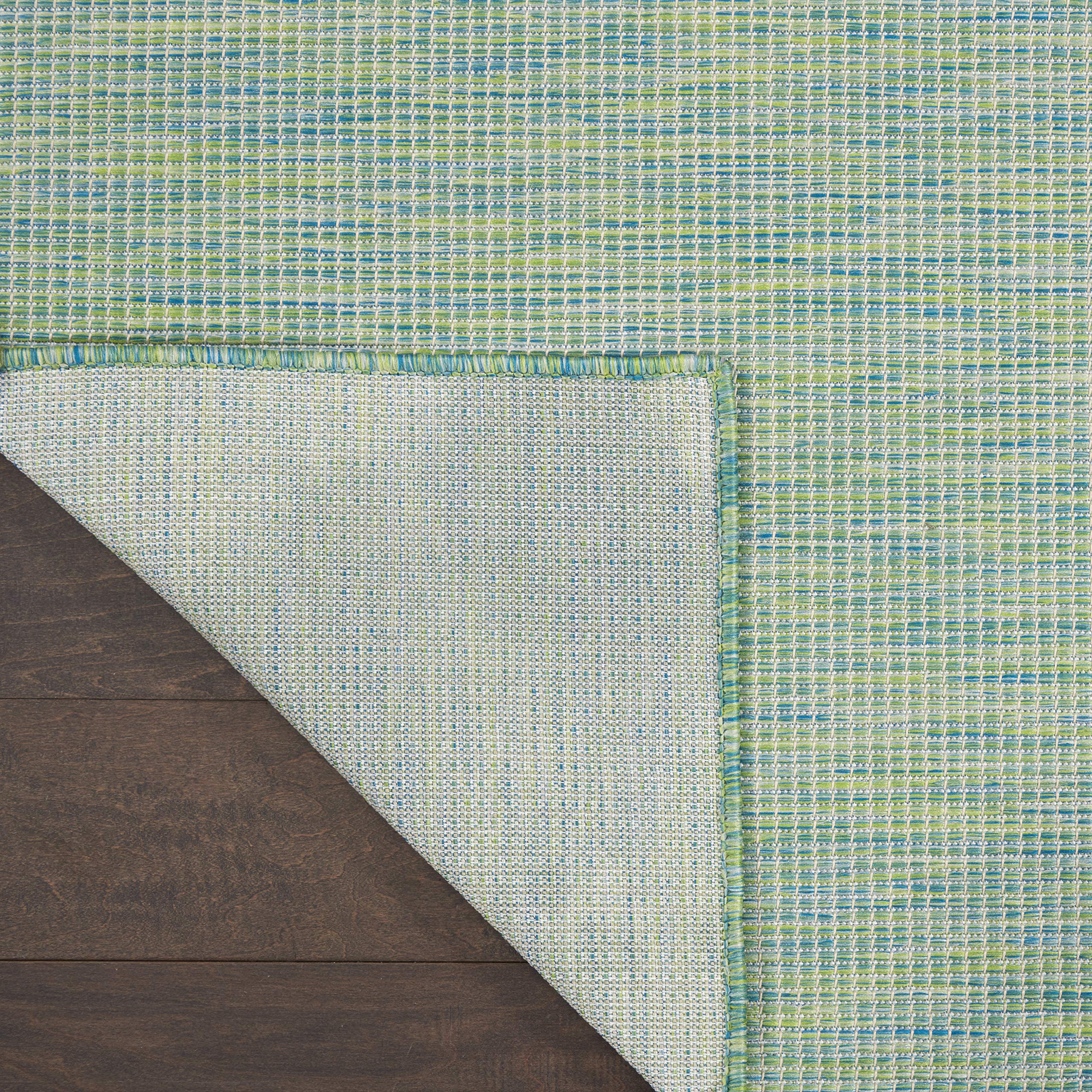 Nourison Positano 8' Round Indoor/Outdoor Area Rug - Blue & Green Striped Design, Easy Clean, Non-Shedding, Stain Resistant for Living Room, Bedroom, Dining Room, Deck, Patio & Backyard | Perfect for Outdoor Entertaining & Cozy Home Decor