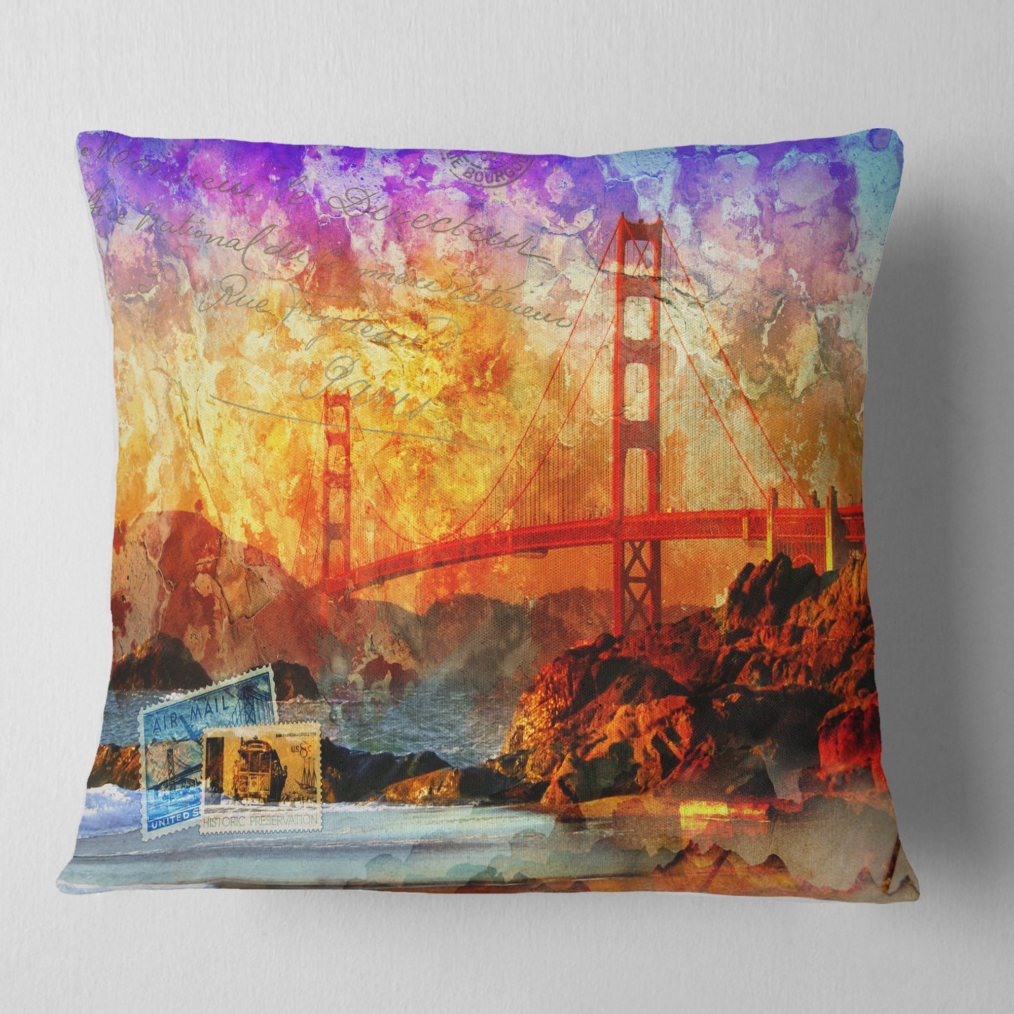 DesignQ CU6986 18x18 Inch Yellow Decorative Throw Pillow Cushion for Sofa, Bed, Living Room & Home Decor