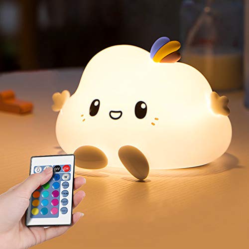 **Cloud-Shaped LED Night Light for Kids - Soft Silicone Nursery & Bedroom Lamp with Touch Sensor & Remote Control - Colorful Sleep Aid for Children's Room - Perfect Gift for Birthdays & Baby Showers (Ideal for Bedtime, Nursing, and Nighttime Comfort)**