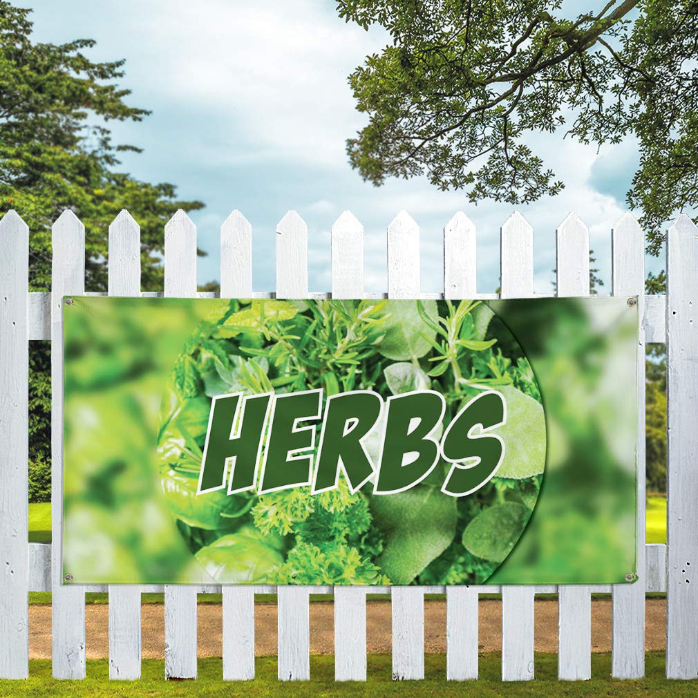 Premium Vinyl Banner - 60x144 Inches - Weatherproof Outdoor Advertising Sign for Herbs & Beverages - Industrial Yard Sign with 10 Grommets (Multiple Sizes Available) - Perfect for Farmers Markets, Garden Centers & Restaurant Promotions