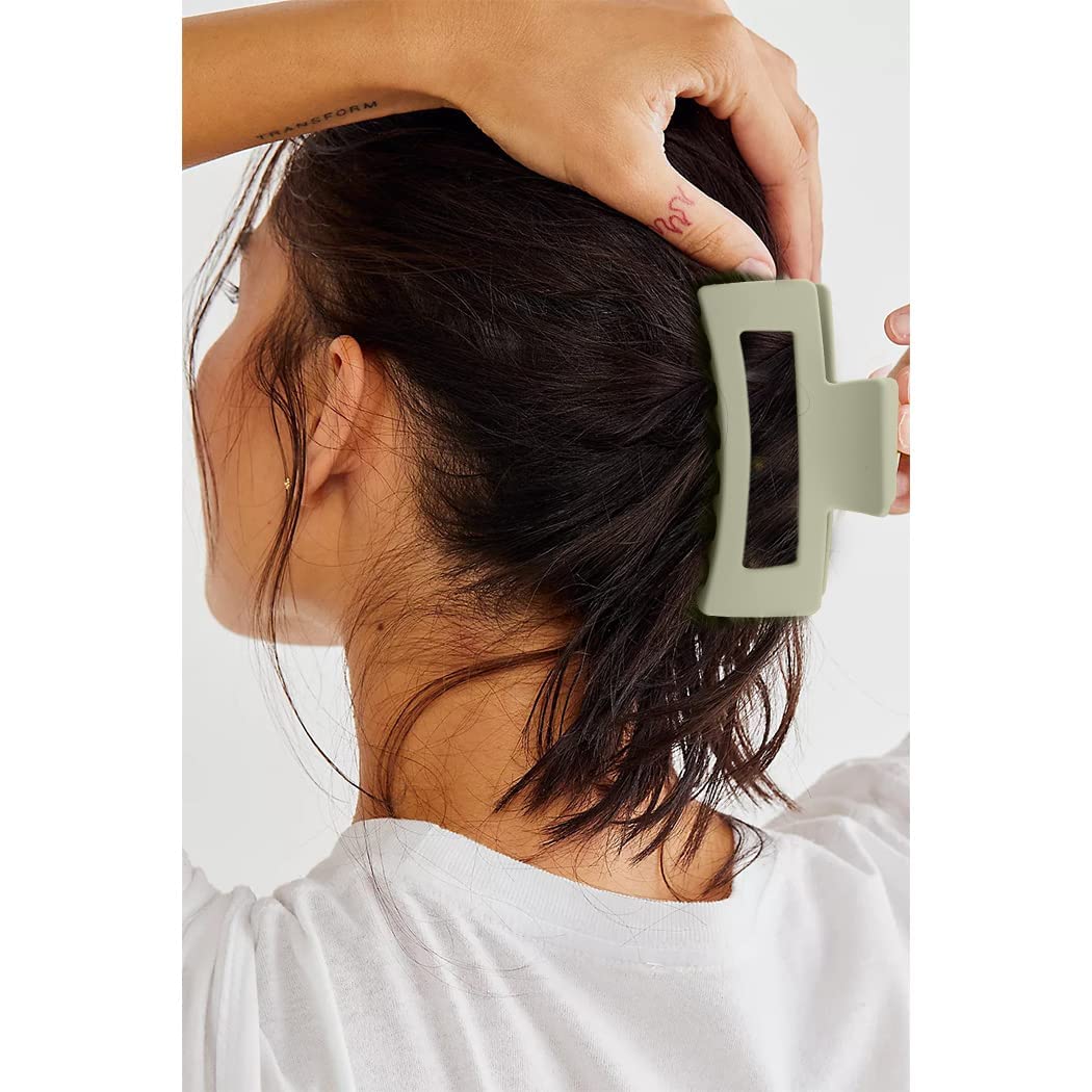 4 PCS Matte Rectangular Hair Claw Clips for Women - Large Hair Clips for Thick Hair - Strong Hold Hair Accessories for Ponytail, Bun & Updo Hairstyles