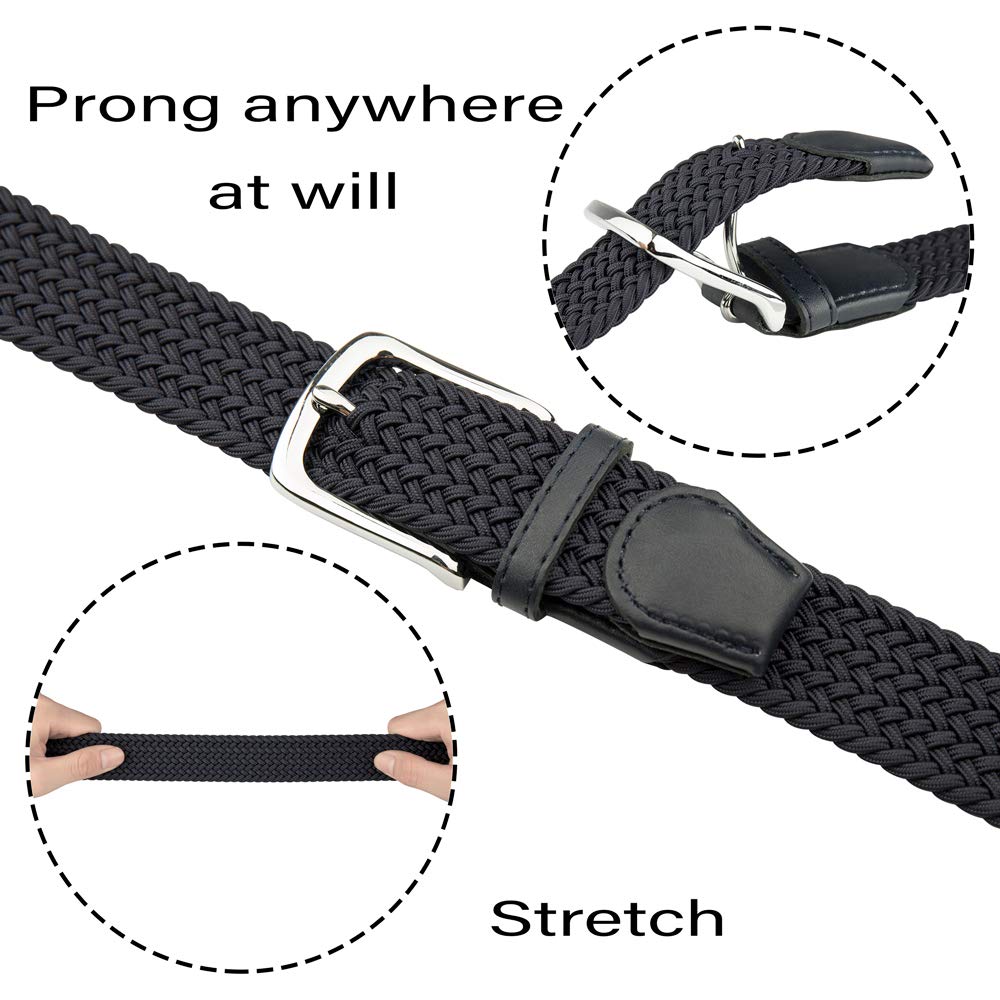 JUKMO Elastic Braided Belt for Men & Women - Adjustable Stretch Woven Waist Belt with Gift Box - Perfect for Casual Wear, Office Outfits & Jeans