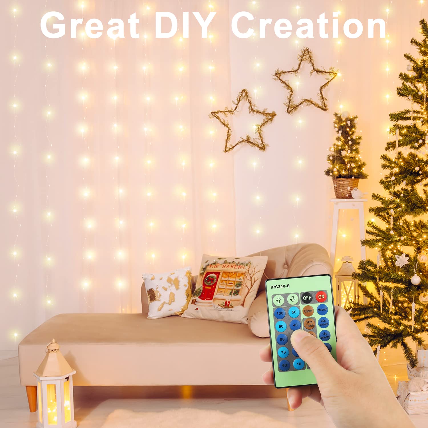 99ft LED String Lights with Remote Control - 300 Dimmable Fairy Lights for Indoor/Outdoor Use | Perfect for Bedroom, Garden, Trees, Birthday, Wedding & Party Decor (Warm White)