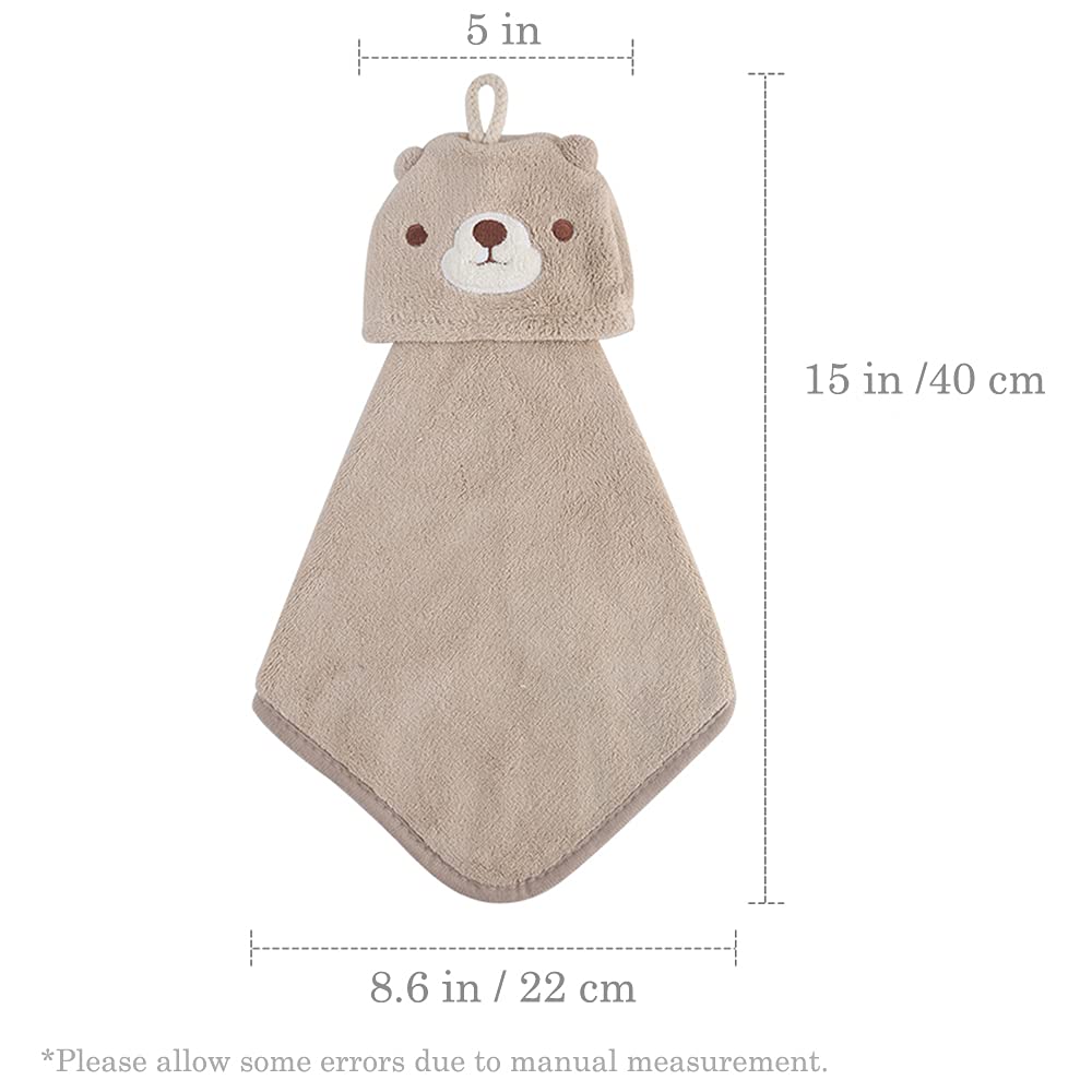 5 Pack Cute Animal Print Hand Towels - Soft Microfiber Coral Fleece Bathroom Towels with Hanging Loop - Absorbent Kitchen & Bath Hand Towels for Kids & Adults - Perfect for Bathroom, Kitchen, Bedroom & Nursery Decor
