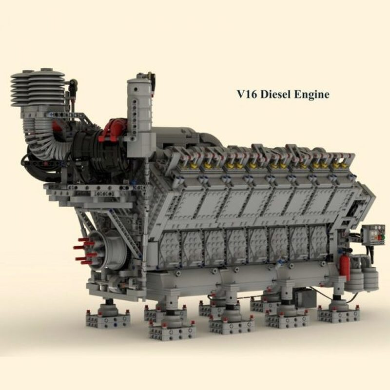4777PCS MOC 73232 V16 Diesel Engine Building Blocks Set - Compatible with LEGO Technic - STEM Educational Toy for Adults & Kids - Perfect for Model Building, Engineering Projects & Collector's Display