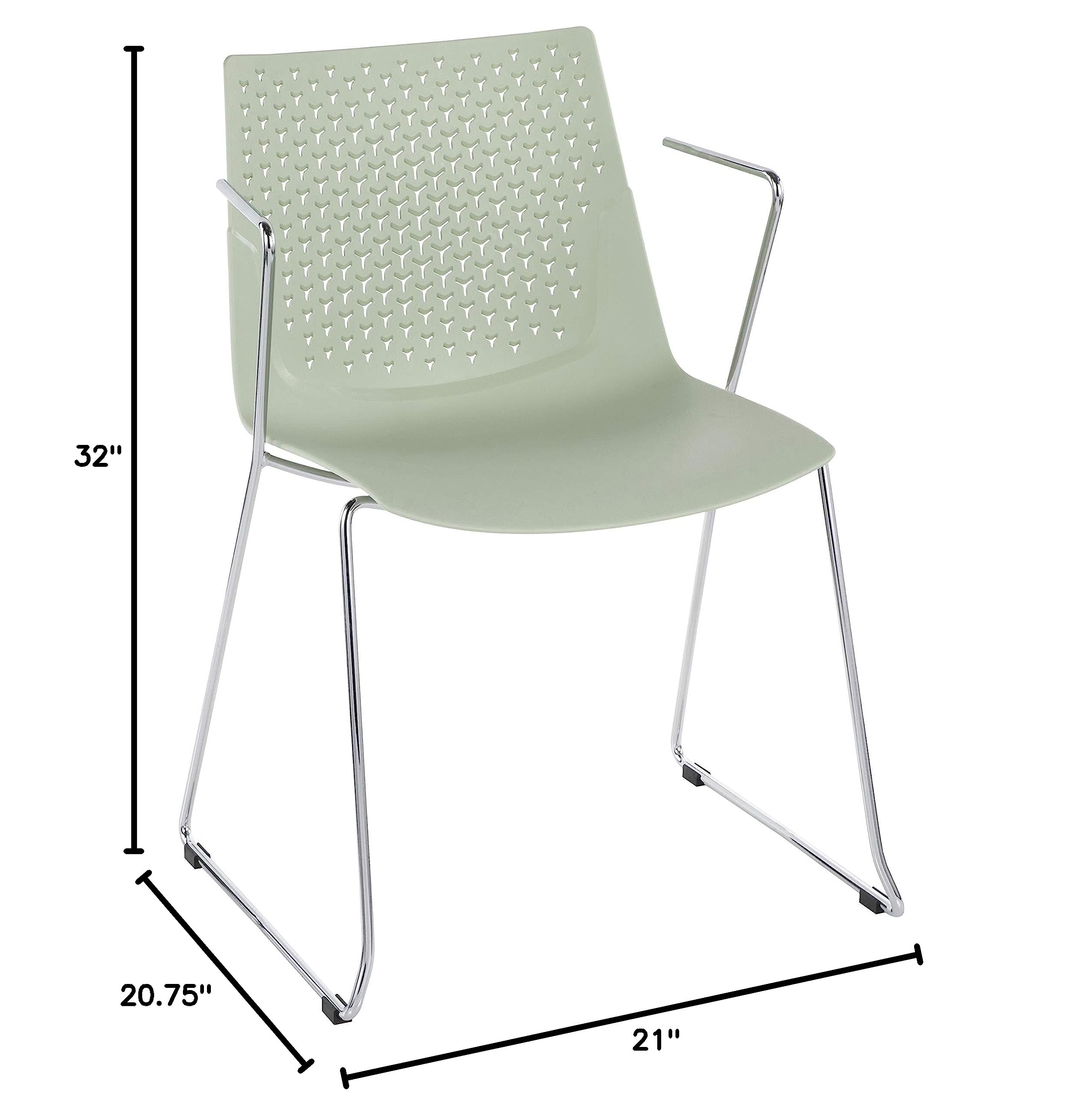 LumiSource Matcha Green Upholstered Dining Chairs Set of 2 - Modern Contemporary Kitchen Chairs for Dining Table - Perfect for Small Spaces, Breakfast Nooks & Apartment Dining Areas