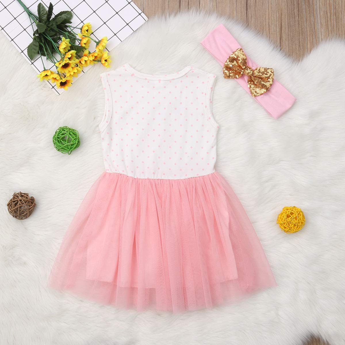 Newborn Baby Girls Pink Striped Tutu Dress & Headband 2Pcs Set - First Birthday Outfit, Casual Donut Print Skirt & Headband for Photoshoot, Party & Special Occasions