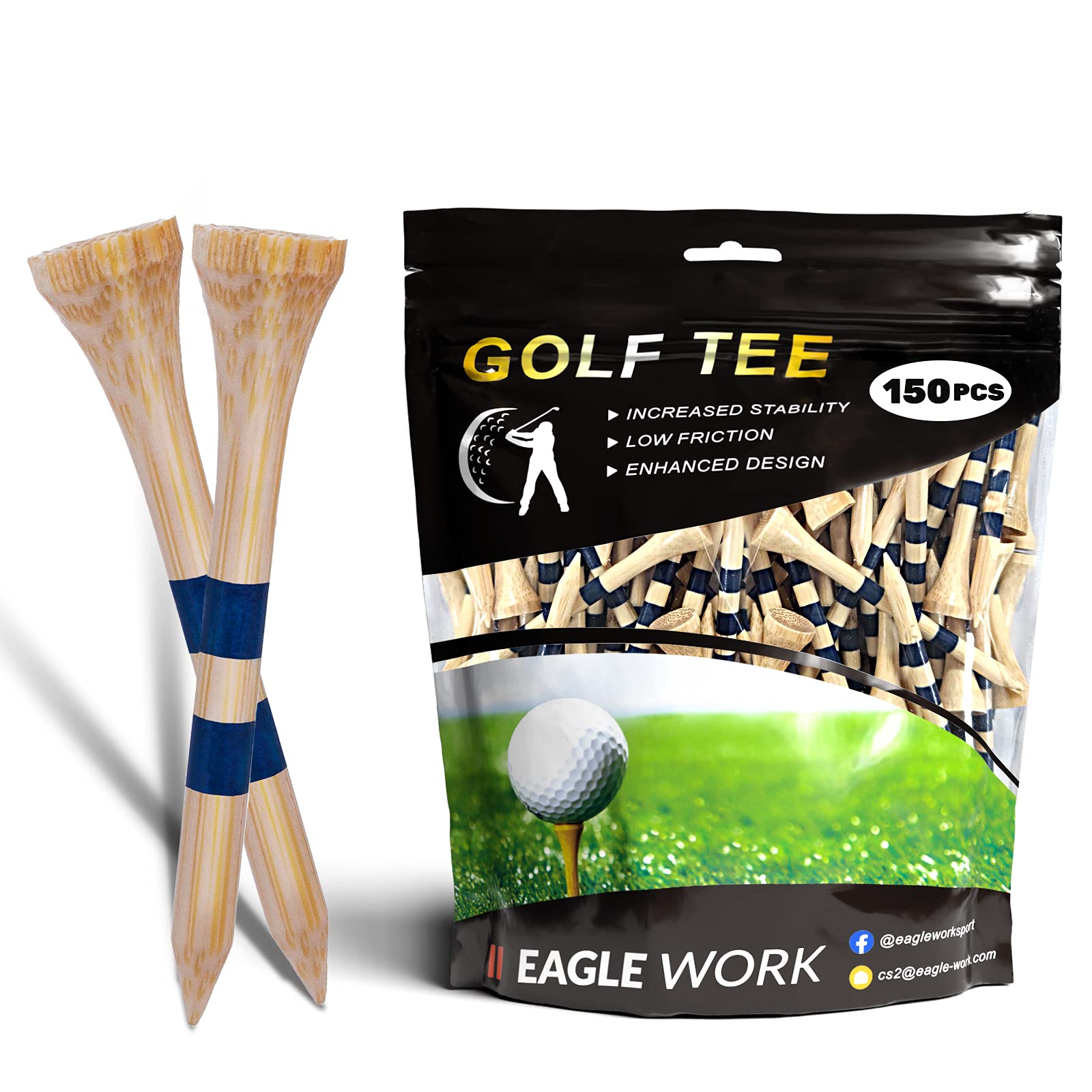 Premium Bamboo Golf Tees Set - 4 Sizes (1.5