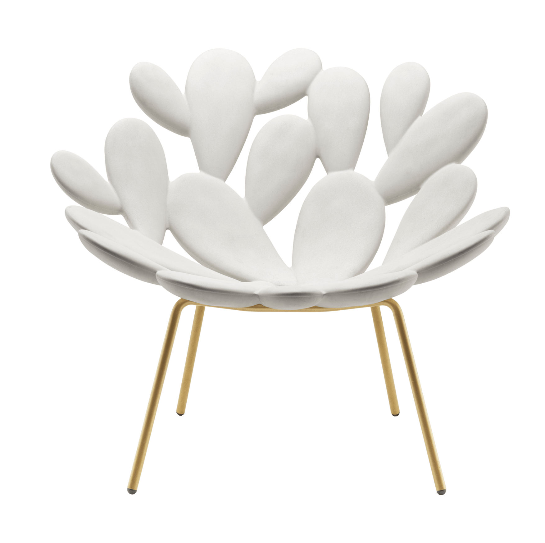 Qeeboo Filicudi Armchair with Brass Frame - Modern Luxury Lounge Chair for Living Room, Office & Hotel Decor