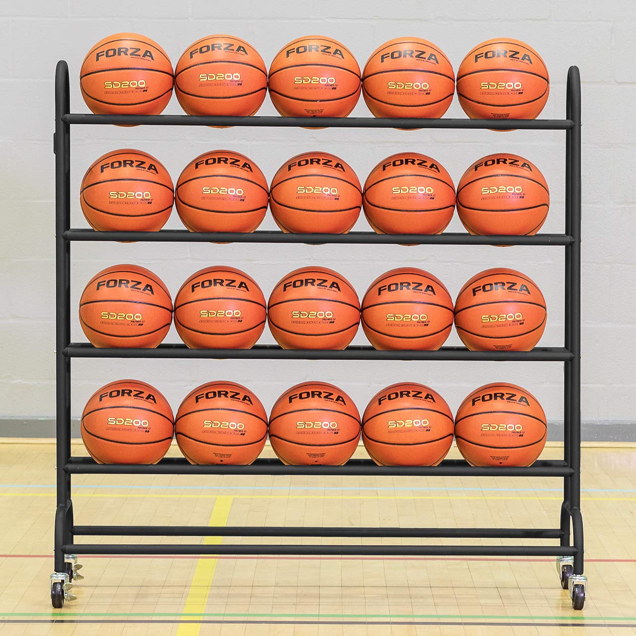 FORZA Portable Sports Ball Storage Cart & Cage - Holds Up to 40 Basketballs, Footballs, Volleyballs | Durable Ball Organizer for Gym, School, Sports Teams & Home Use