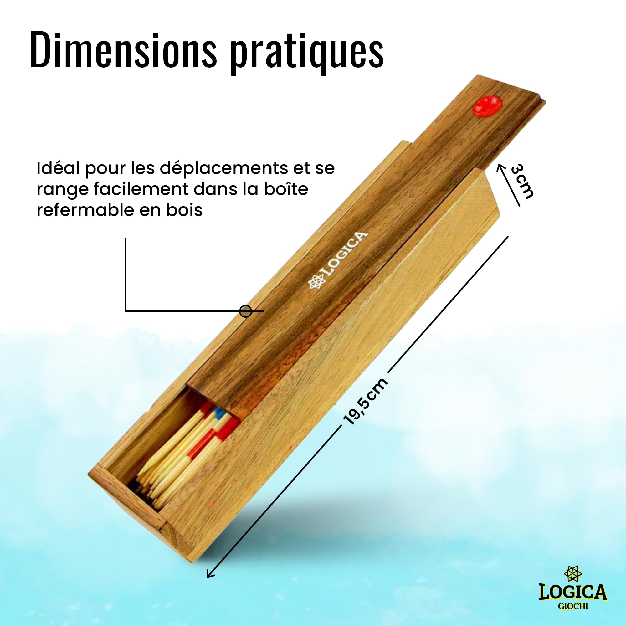 Premium Wooden Mikado Table Game - Classic Teak/Samena Wood Board Game with Bamboo Sticks - Fun Family & Party Game for Indoor & Outdoor Gatherings