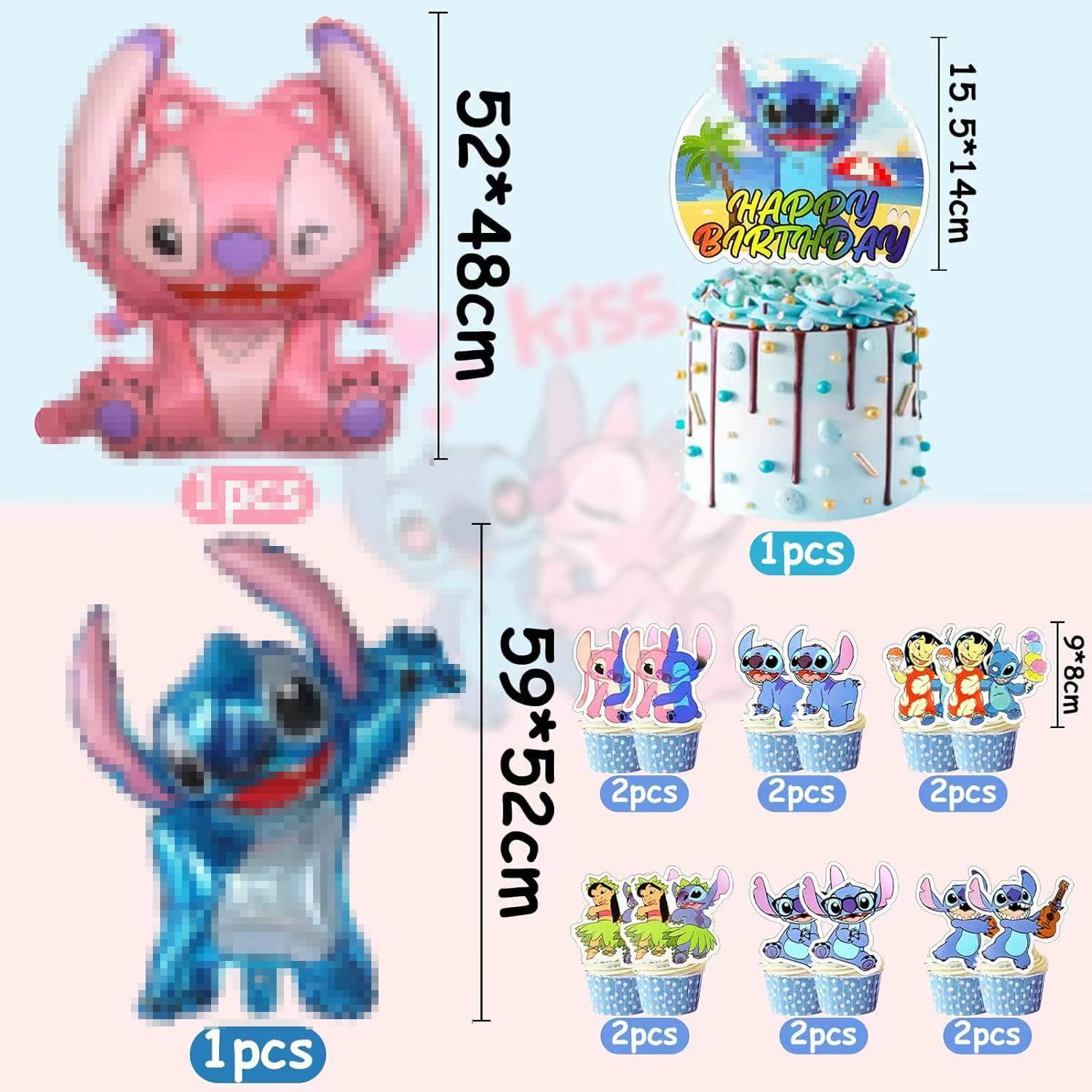 Delicious Stitch Birthday Party Decorations Kit - Lilo & Stitch Themed Party Supplies, Balloons, Banners for Kids Birthday Decorations - Perfect for Disney Themed Parties, Baby Showers & Room Decor