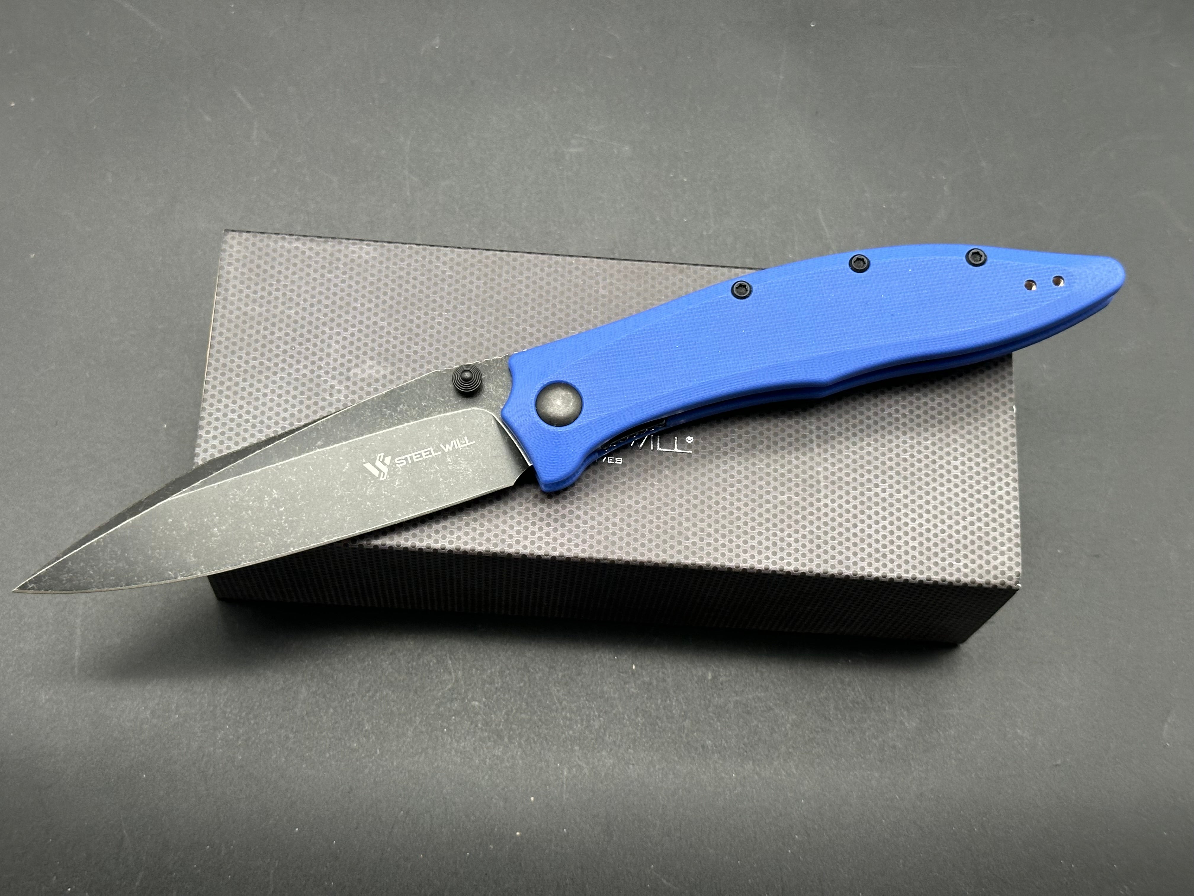 Steel Will Gienah Folding Knife - Blue G-10 Handle, Liner Lock, EDC Pocket Knife for Outdoor, Camping, and Everyday Carry