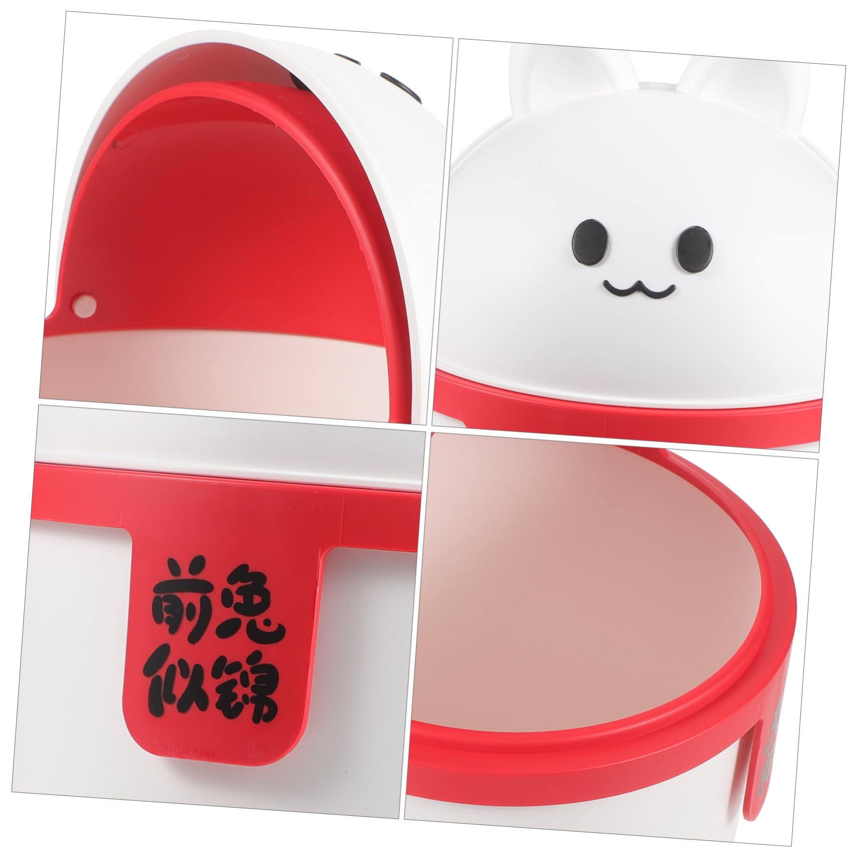 DOITOOL Mini Trash Can with Lid - Small Plastic Waste Basket, Cute Cartoon Rabbit Shape for Home, Office, Vanity & Bathroom - Perfect for Desks, Cars & Countertops