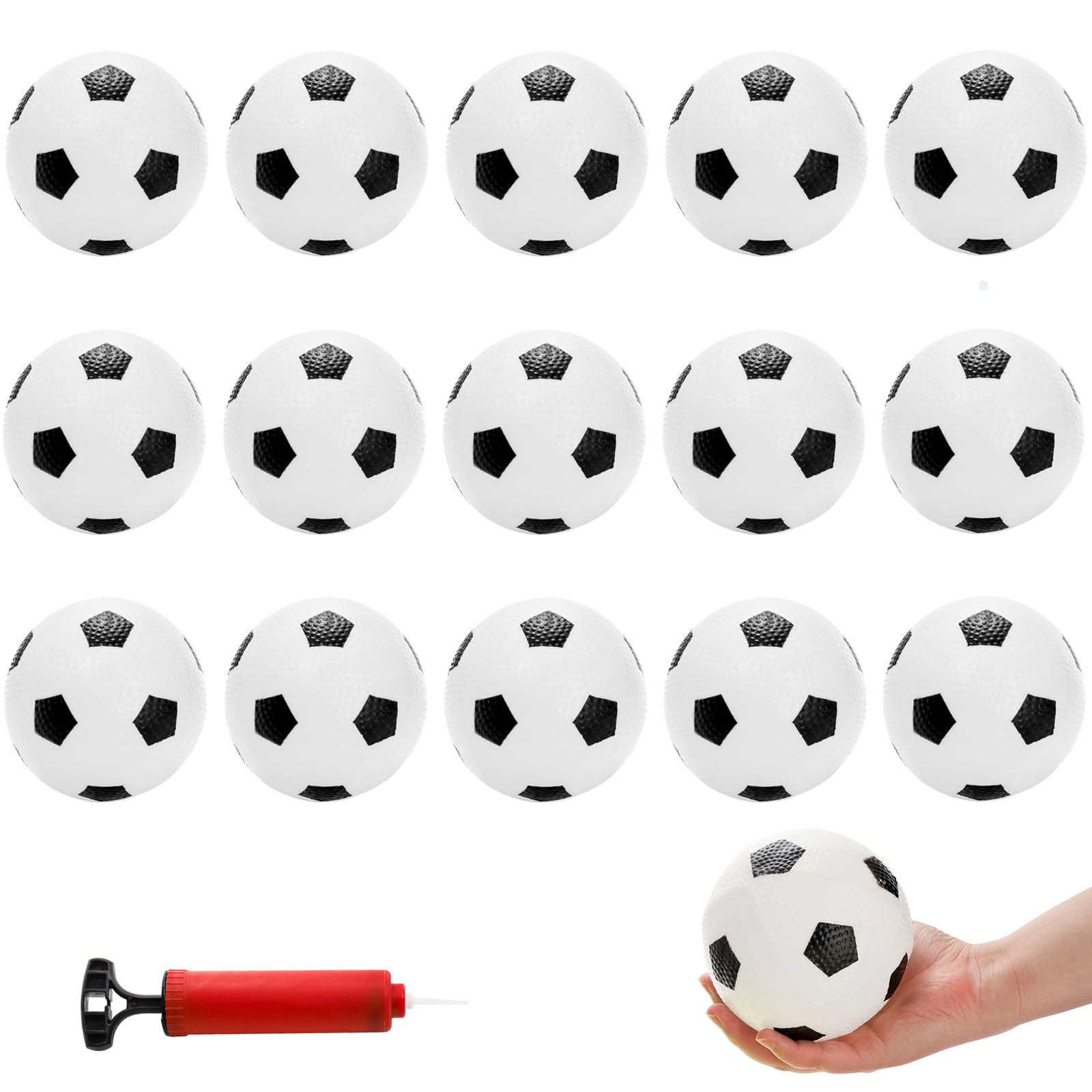 **Youeon 16-Pack 5.5 Inch Inflatable Soccer Balls for Kids & Adults - Includes Hand Pump, Perfect for Pool, Beach, Backyard Games, Parties & Summer Sports Gifts - Indoor & Outdoor Fun**