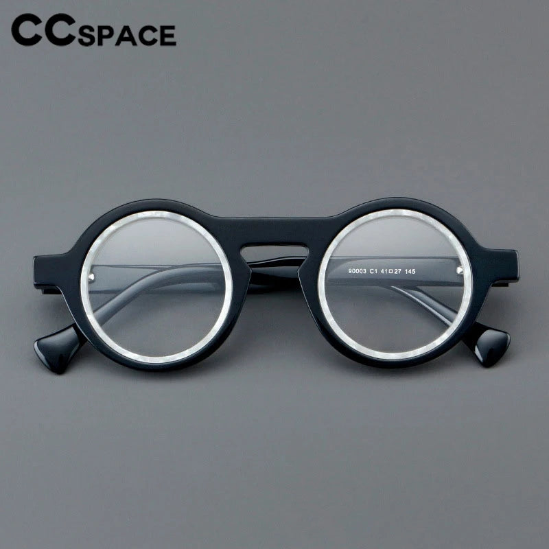 CCspace Unisex Full Rim Round Acetate Eyeglasses Frame 300968 - Lightweight & Durable for Reading, Work, and Daily Wear