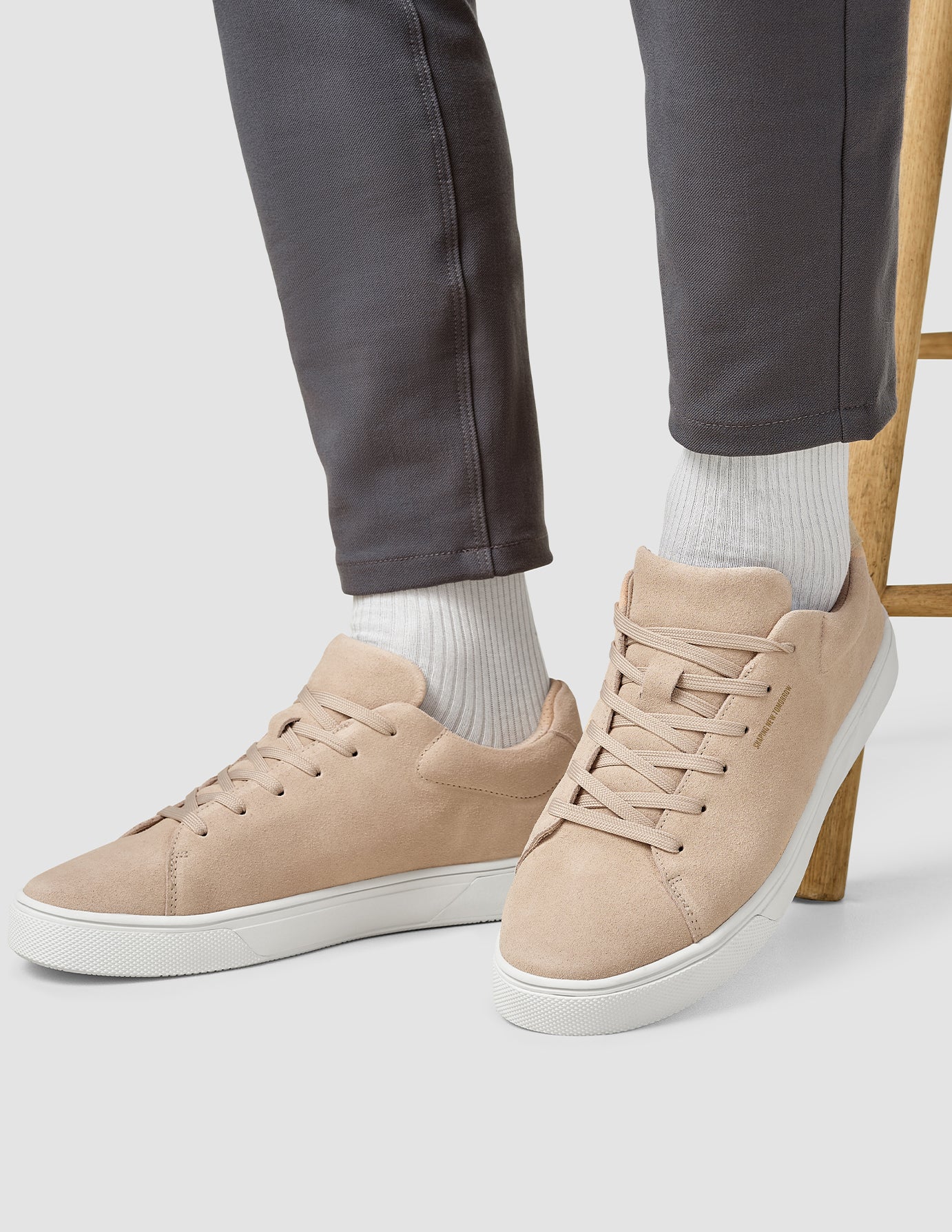 Reeklass Suede Sneakers for Women - Comfortable Beige Casual Shoes for Walking, Work & Everyday Wear