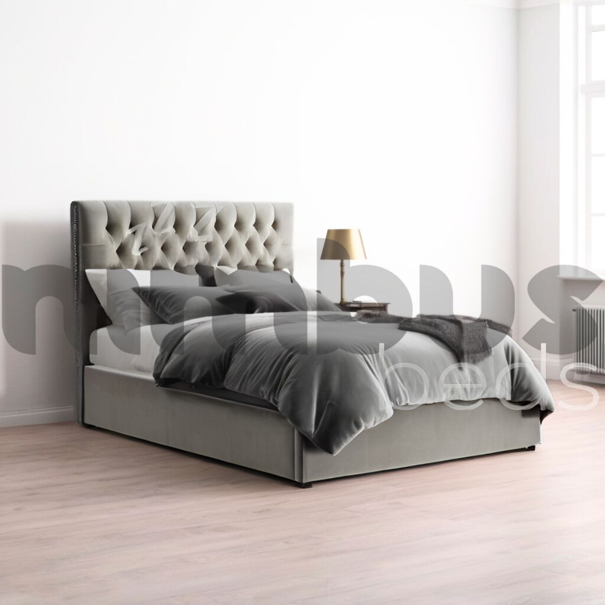 Chesterfield Bed Frame - Queen Size Upholstered Platform Bed with Button Tufting & Wooden Slats | Elegant Bedroom Furniture for Master Suite, Guest Room & Apartment