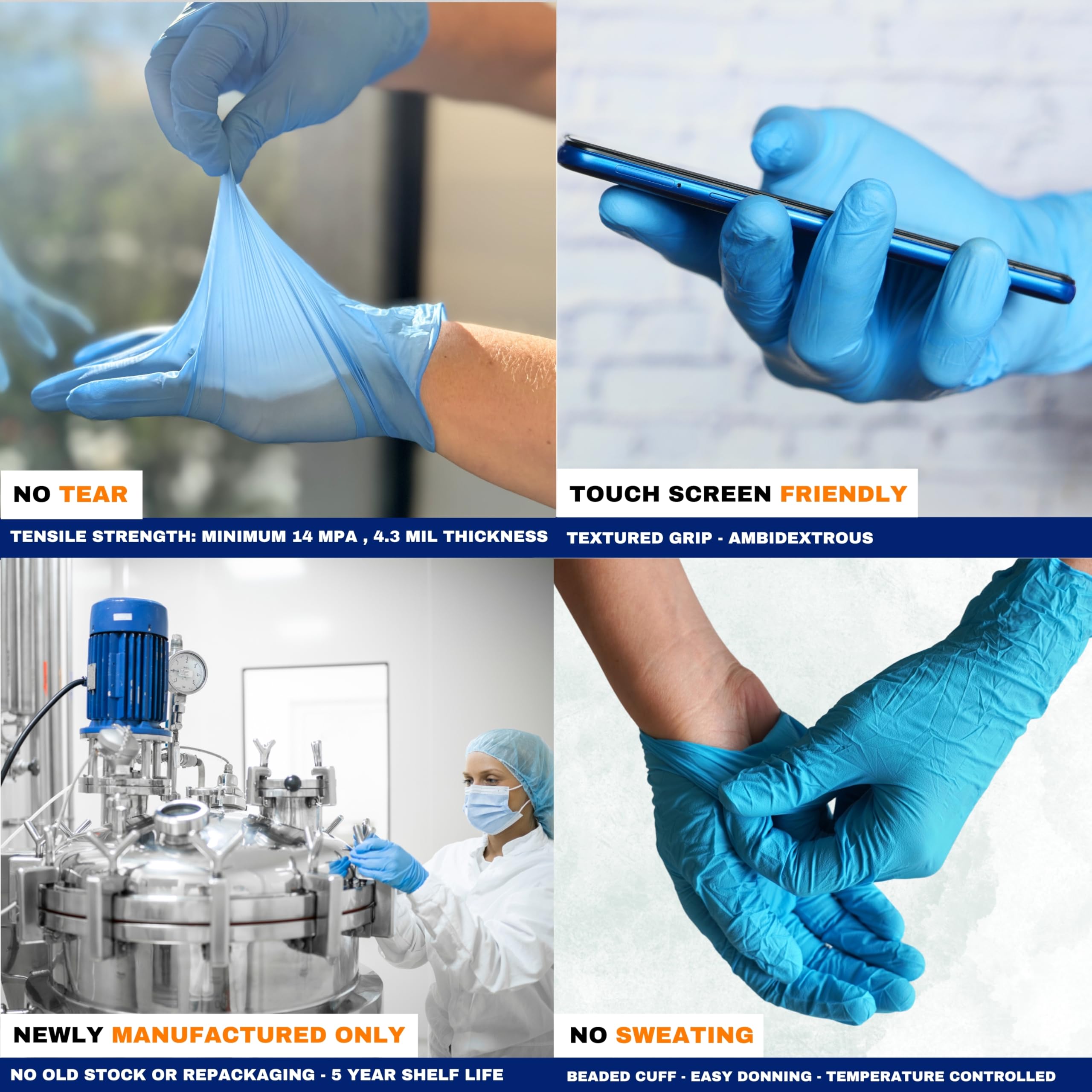 **100-1000 Pcs Nitrile Exam Gloves 9.5-12