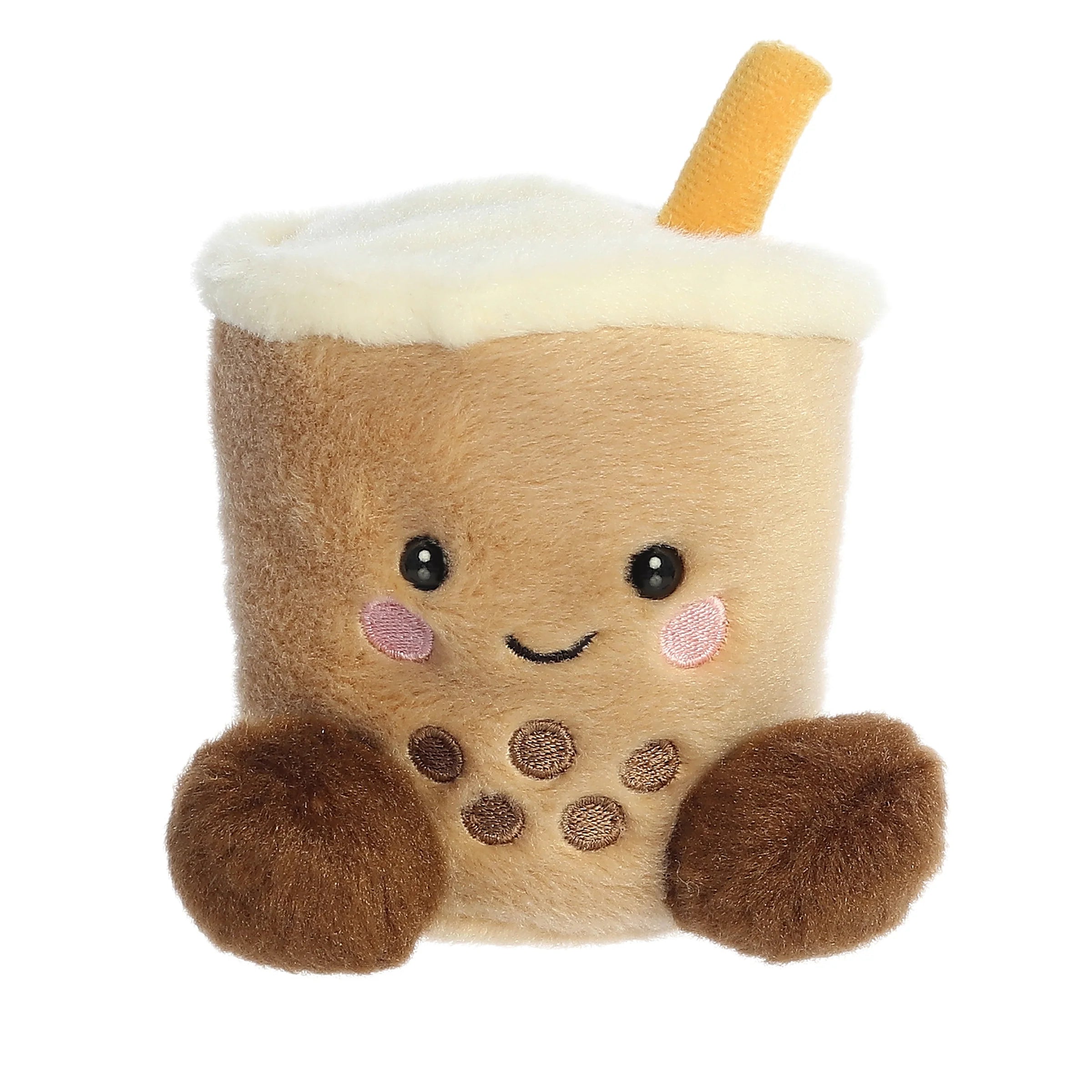 Palm Pals 5 Milky Tea Boba Plush Toy - Cute Kawaii Stuffed Animal for Kids, Gift for Bubble Tea Lovers, Perfect for Bedroom Decor, Desk Companion & Stress Relief