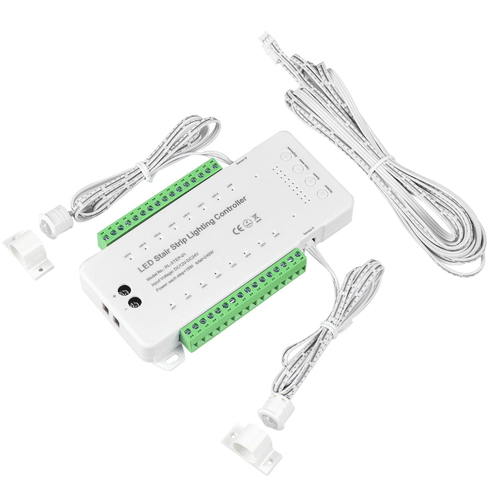16 Channel LED Motion Sensor Stair Light Controller - Automatic Stairway Lighting System with Adjustable Speed & Brightness for Home, Office, and Commercial Spaces
