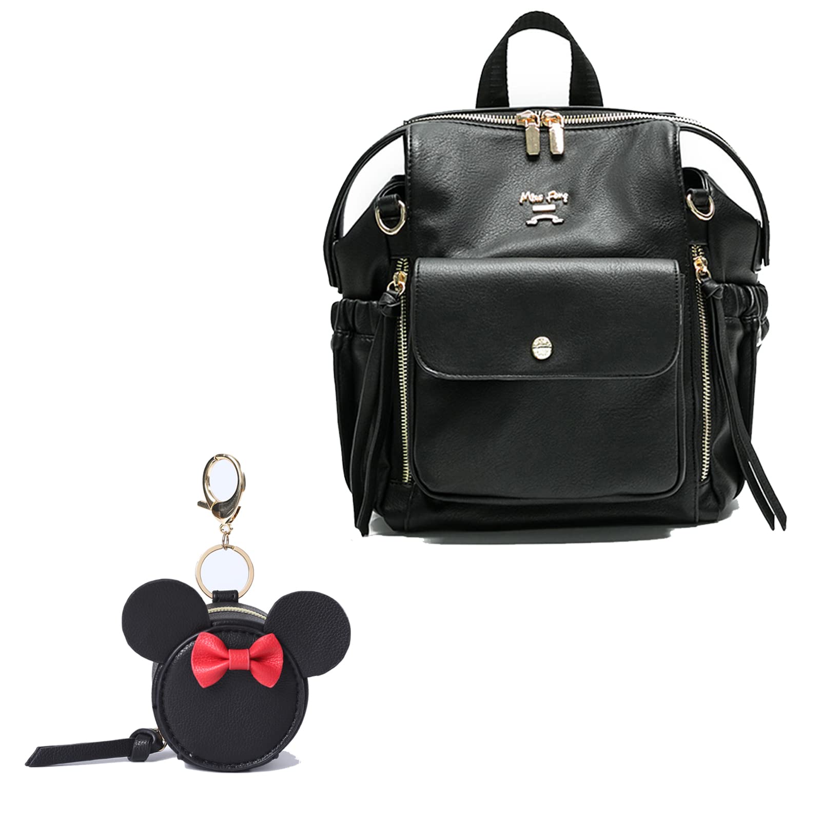 Miss Fong Genuine Leather Mini Diaper Backpack - Stylish Small Purse for Moms with Changing Pad & Insulated Bottle Pockets | Perfect for Baby Essentials, Travel & Everyday Use