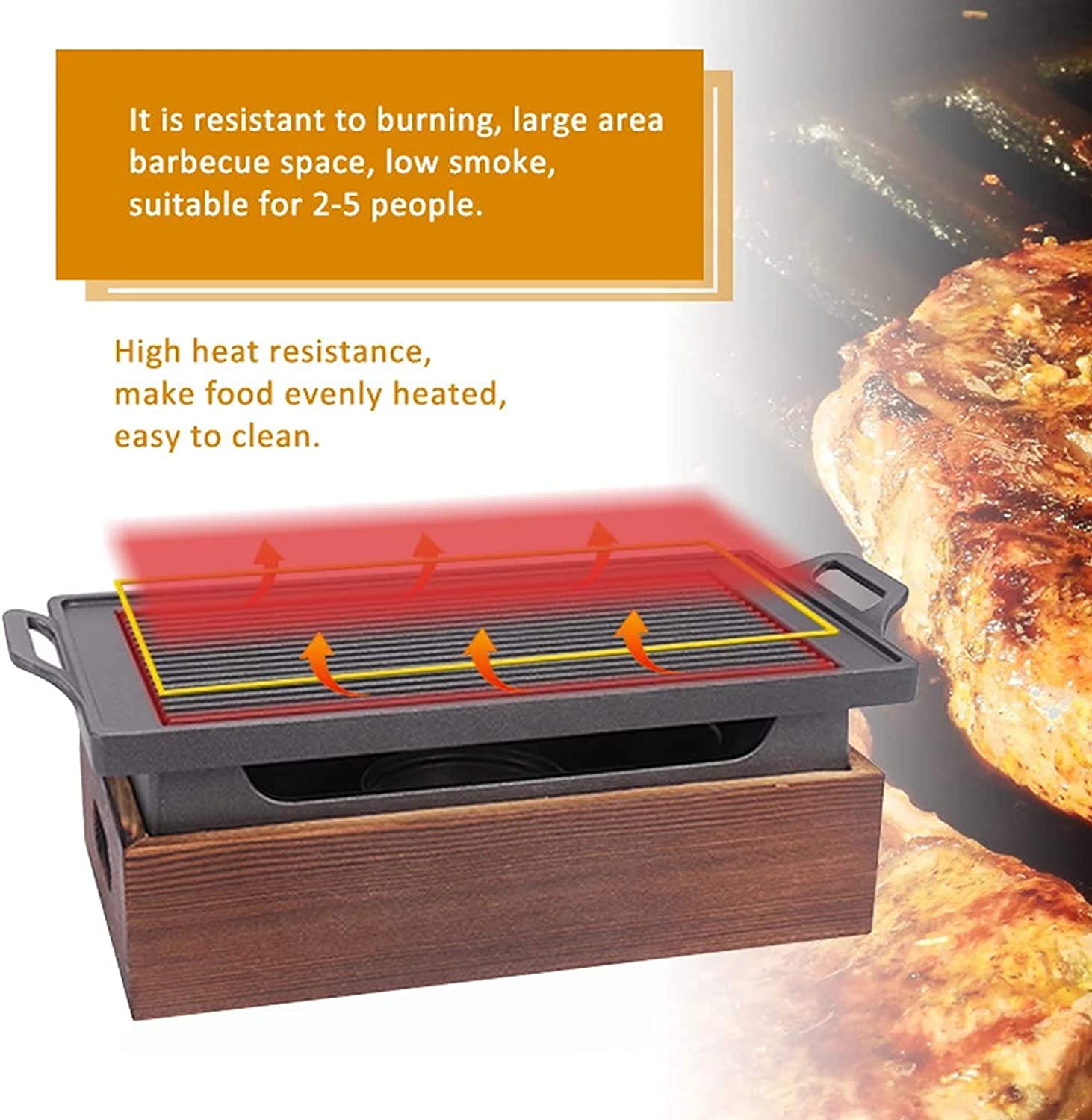 Portable Korean & Japanese BBQ Grill - Smokeless Charcoal & Alcohol Stove for Indoor/Outdoor Cooking - 23x23x10cm Non-Stick Household Grill - Perfect for Camping, Picnics & Backyard Parties