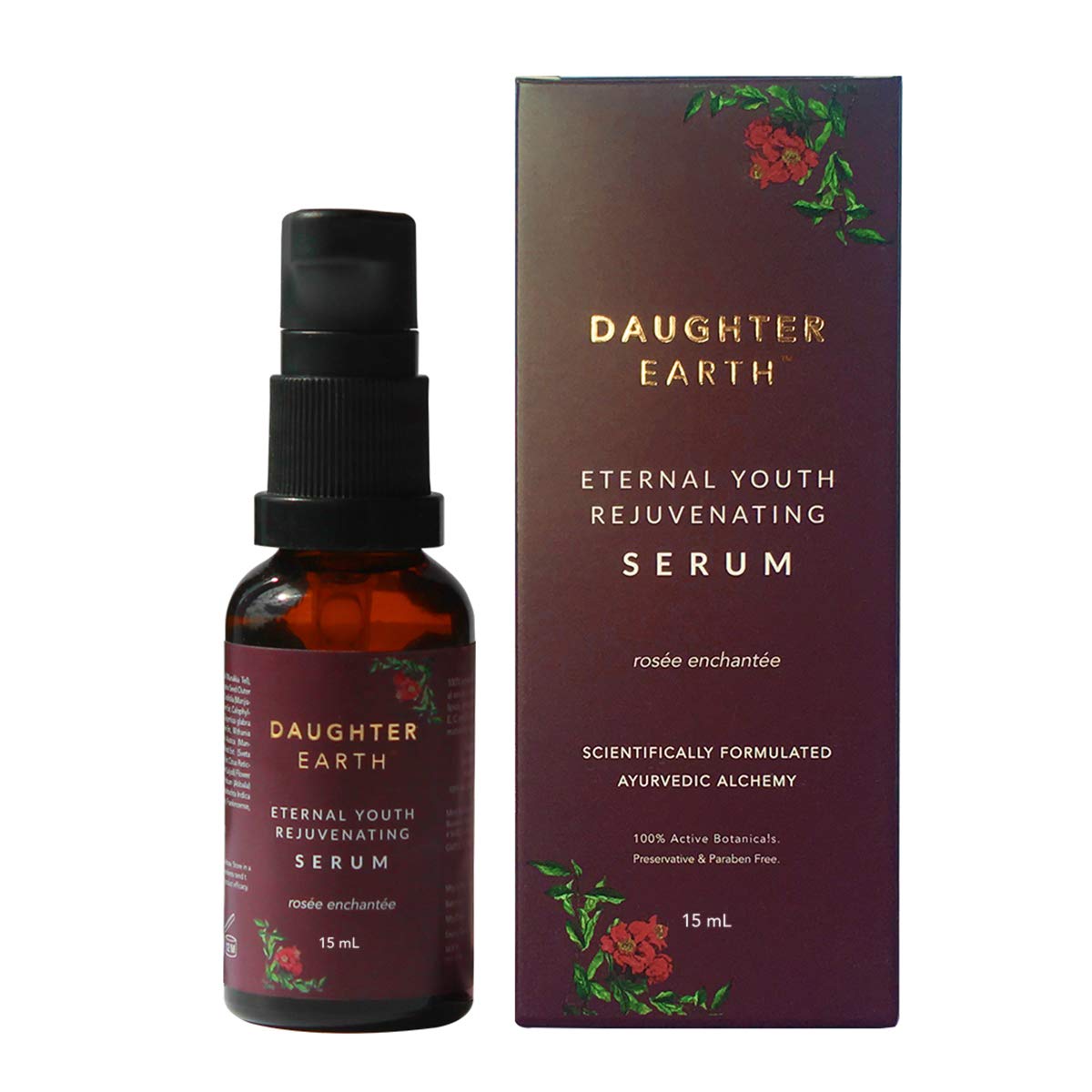 DAUGHTER EARTH Eternal Youth Rejuvenating Face Serum - Vegan Natural & Ayurvedic Brightening Serum for Wrinkles & Fine Lines | Rich in Skin-Loving Lipids | Softens & Hydrates All Skin Types | 15ml | Perfect for Daily Anti-Aging Routine & Night Skincare Regimen