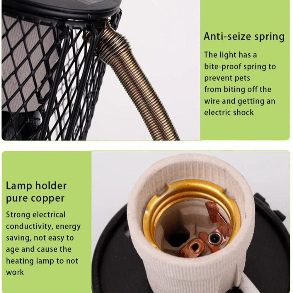 100W Reptile Ceramic Heat Lamp with Cage Light Holder - Adjustable Temperature for Terrariums, Chicken Coops & Pet Habitats - Ideal for Lizards, Snakes, Turtles & Poultry Breeding