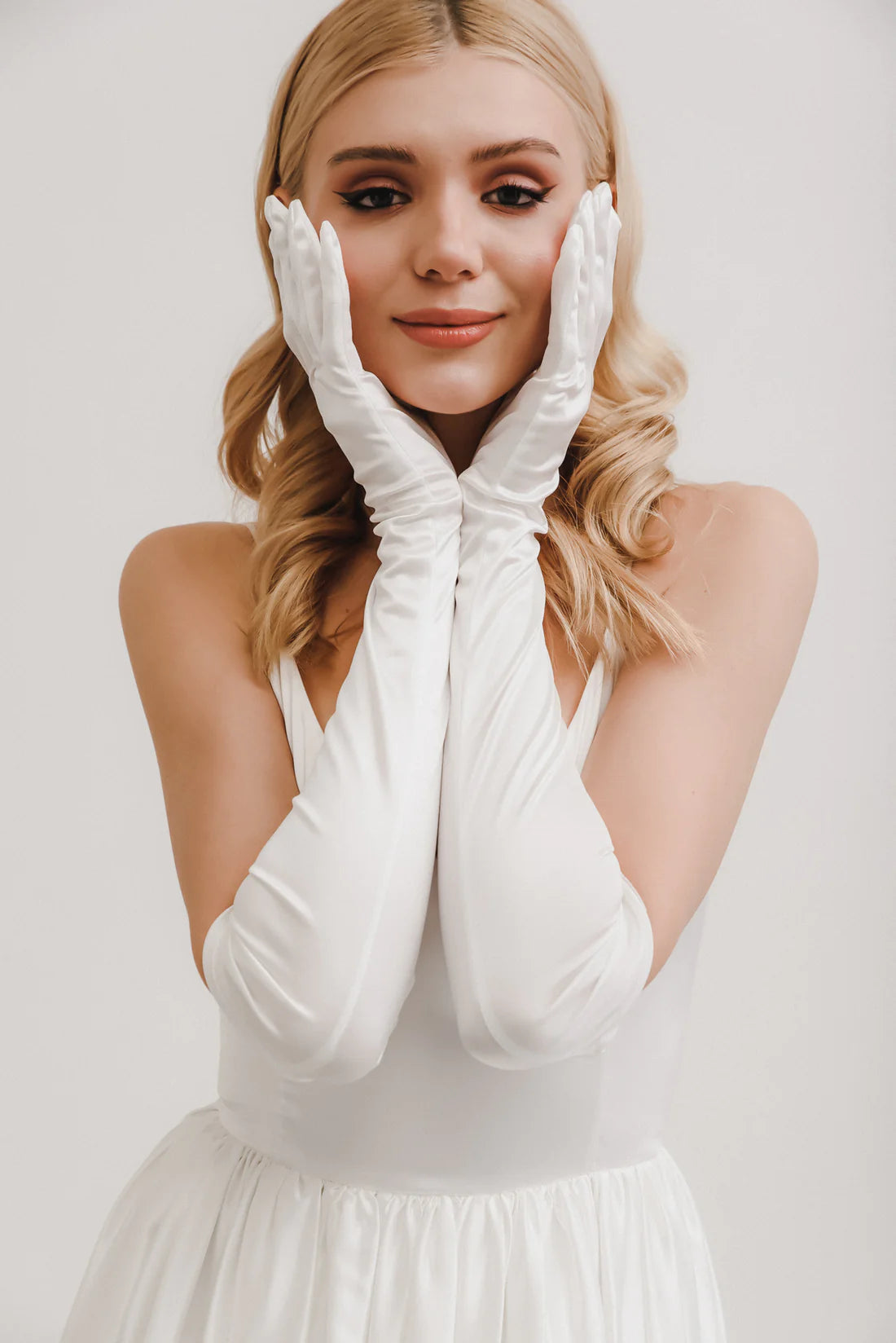 Rae Satin Gloves for Women - Elegant Long Evening Gloves - Perfect for Weddings, Prom, Ballroom Dancing & Formal Events