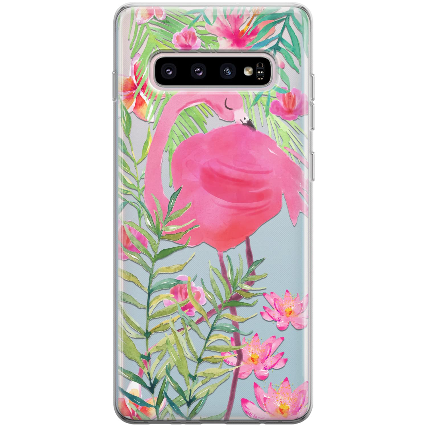 Premium Flamingo Print TPU Phone Case for Samsung Galaxy S24/S23 Ultra/S22+/S21 FE 5G/S20/Note 20/10 - Lightweight Protective Cover with Tropical Leaves & Pink Bird Design - Perfect for Summer, Beach Vacations & Girly Style